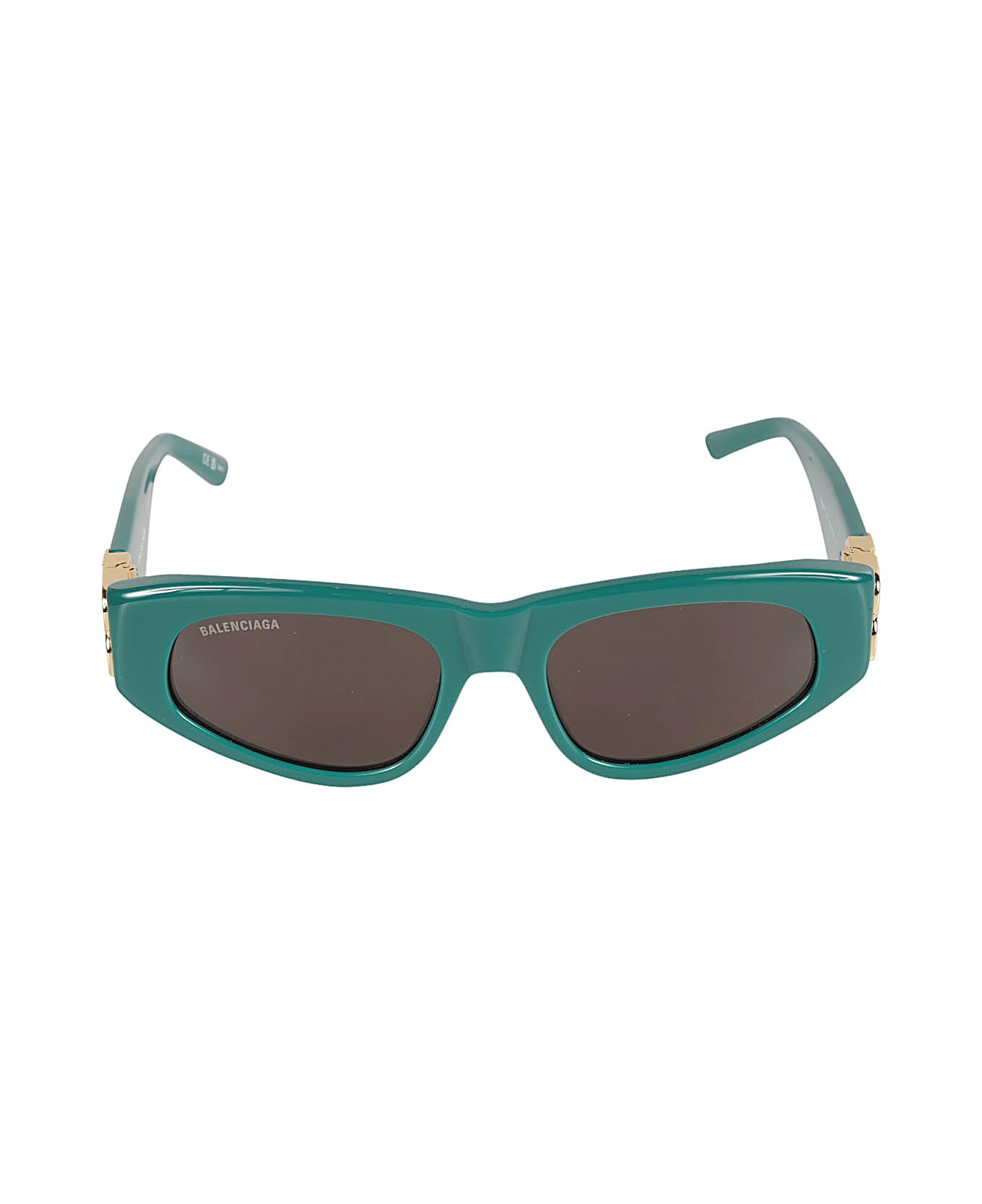 Balenciaga Eyewear Bb Hinge Logo Sunglasses - Green/Gold/Grey