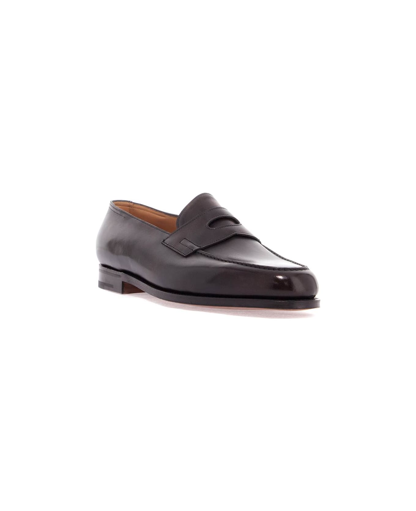 John Lobb Dark Brown Leather Oxford Shoes With Tapered Design - DARK BROWN (Brown)