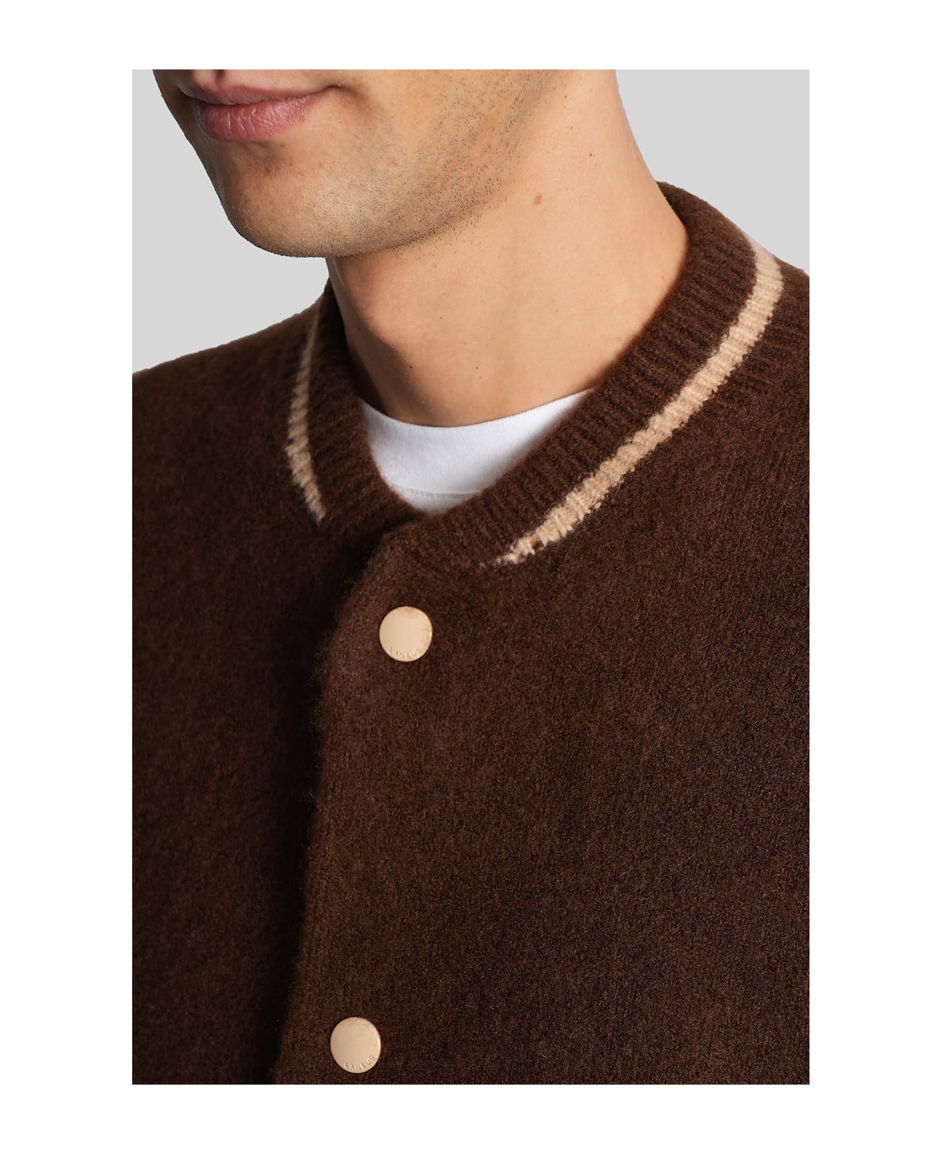 Laneus Bomber Jacket In Brown Cashmere - brown