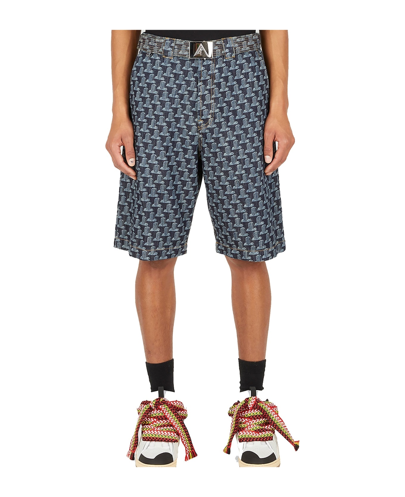 Lanvin Column Monogram Shorts - Blue