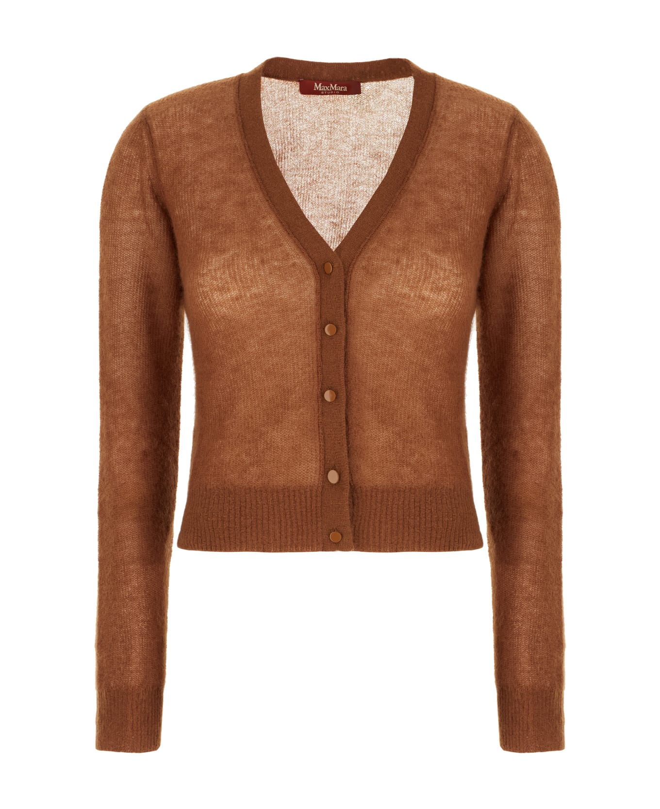 Max Mara Studio Brown Nylon Blend Cardigan - Cuoio