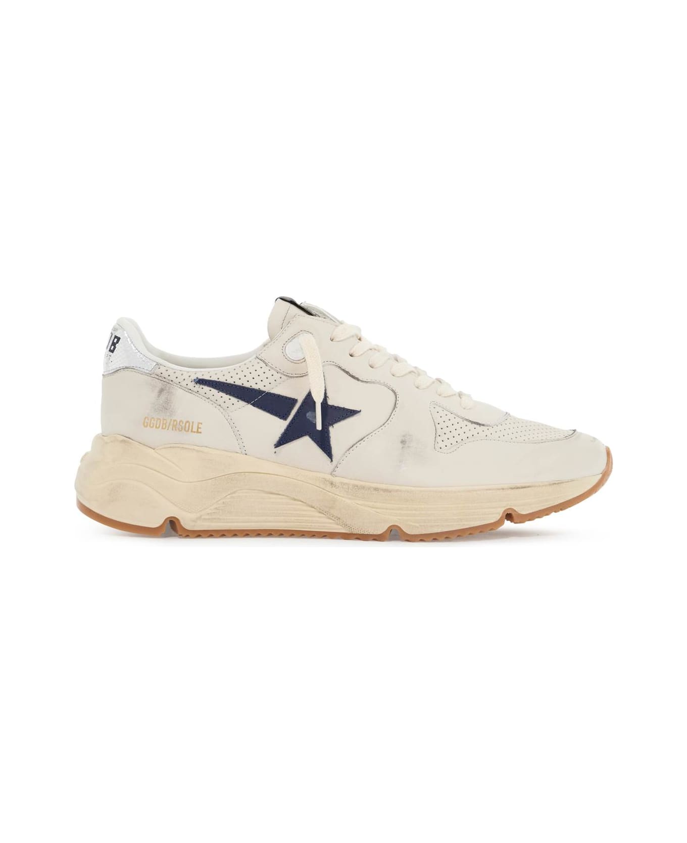 Golden Goose Leather Sole Running Sneakers With - WHITE/BLUE/SILVER