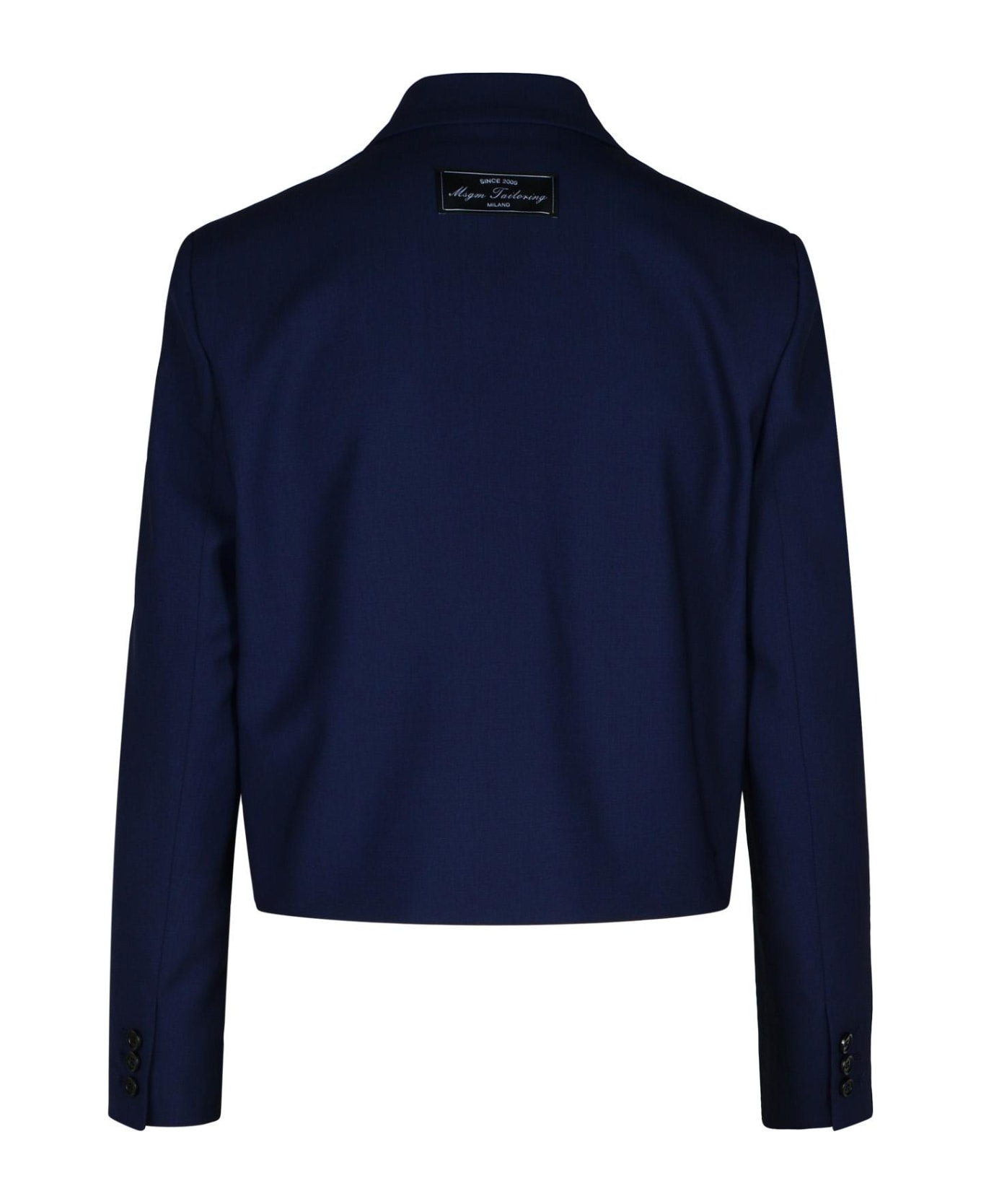 【送料&関税込】MSGM Navy Virgin Wool Crop Blazer MSGM Navy Virgin Wool Crop Blazer | italist