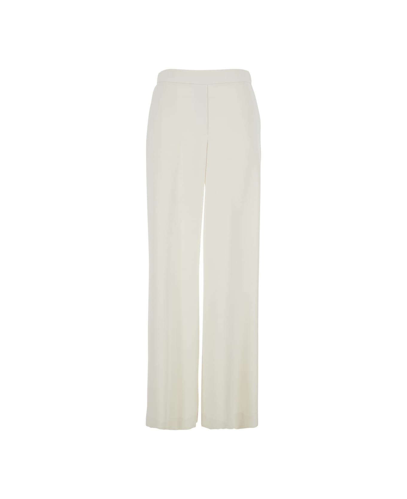 Parosh White Pants With Elastic Waist And Wide Leg In Fabric Woman - White ボトムス