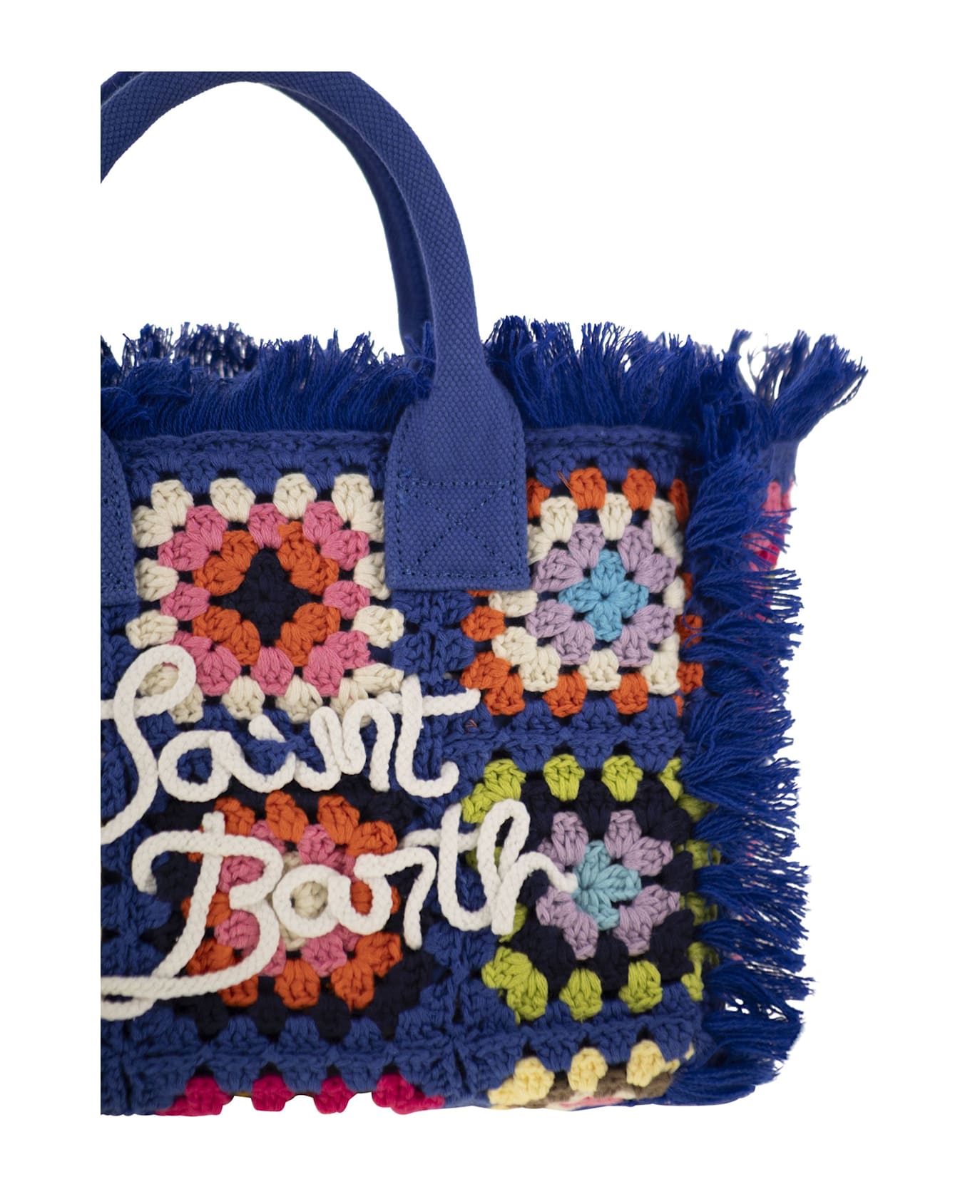 MC2 Saint Barth Colette Crochet - Handbag With Crochet Flower Patch - Bluette