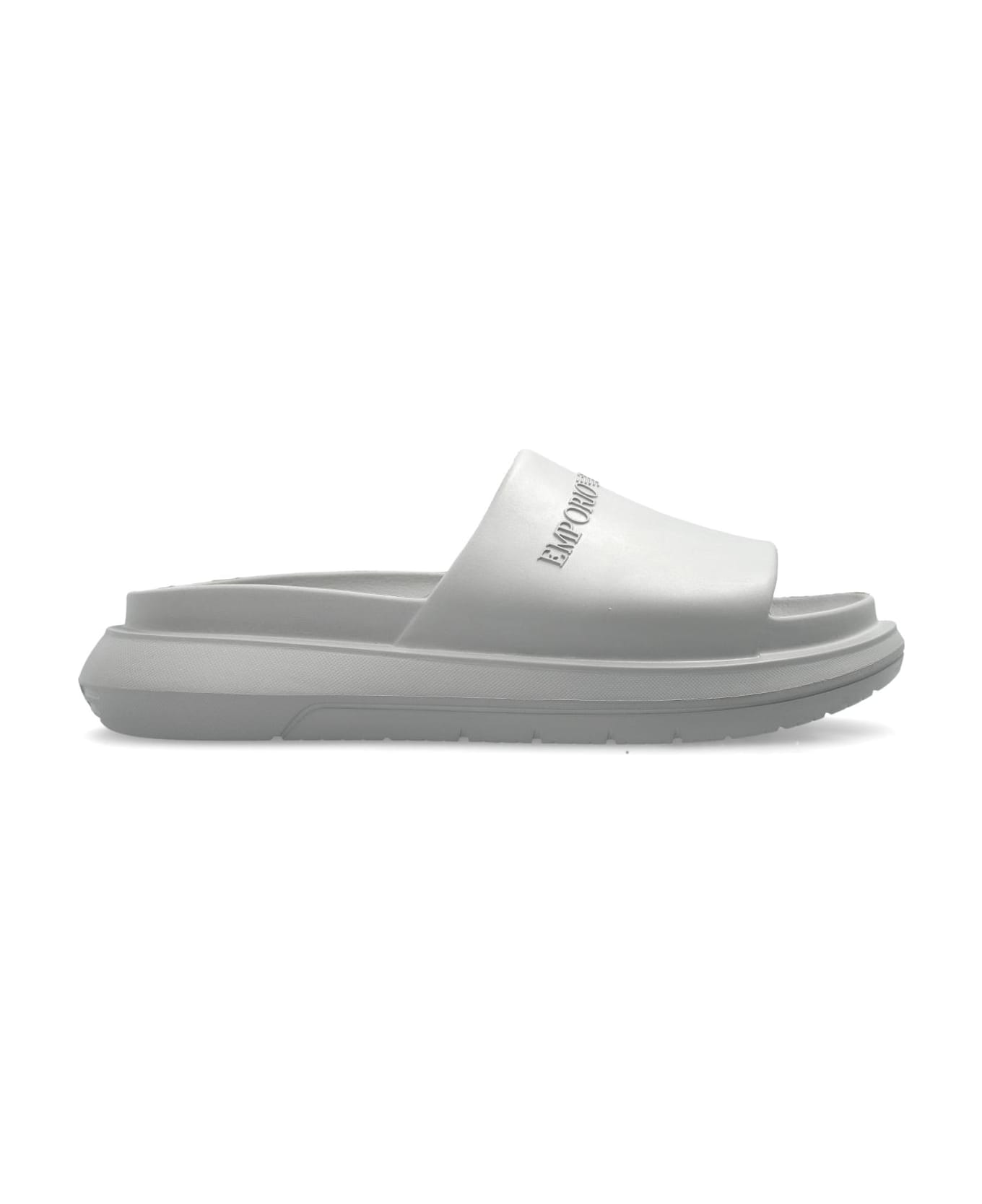 Emporio Armani Rubber Flip-flops With Logo - Grey