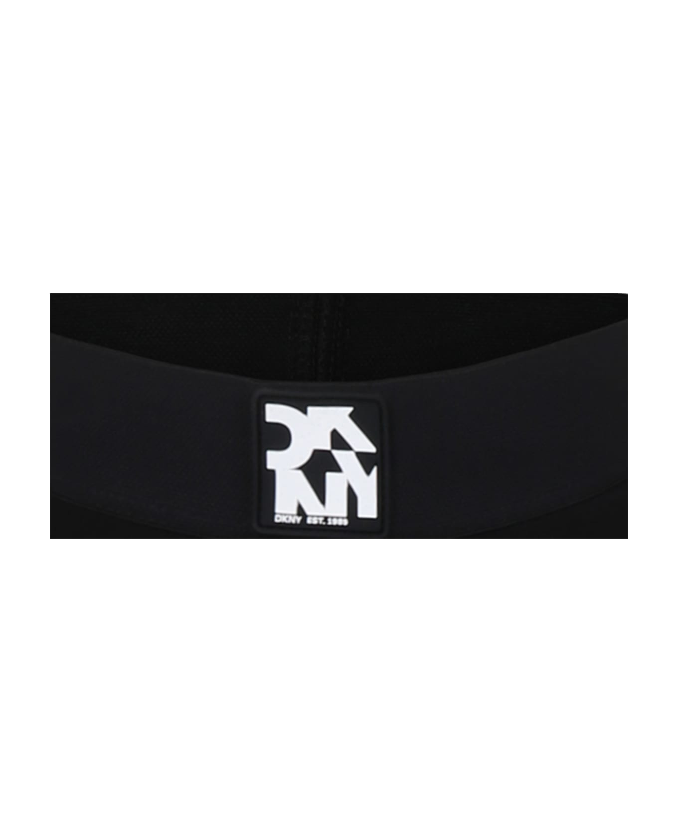DKNY Black Leggings For Girl With Logo - Black