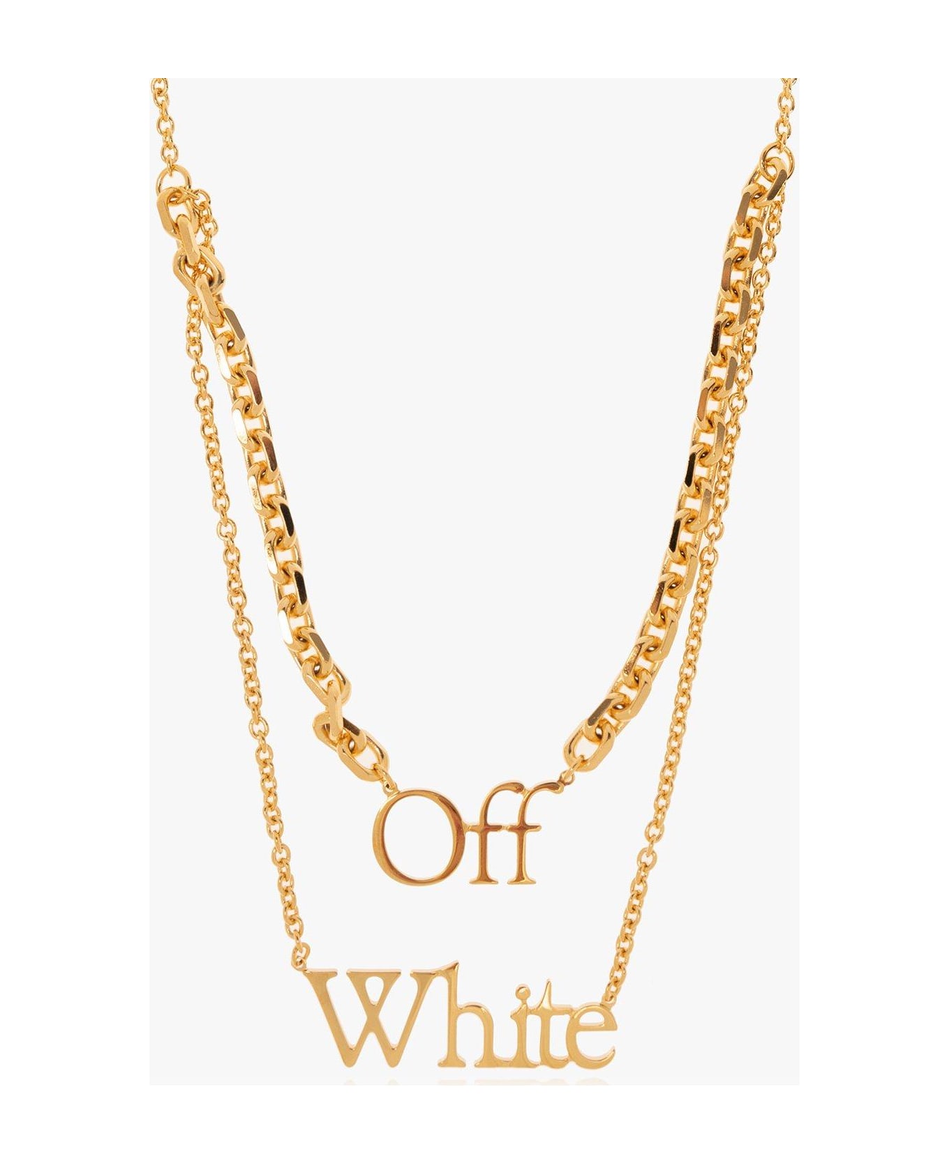 Off-White Logo Plaque Chain-linked Necklace - Nero
