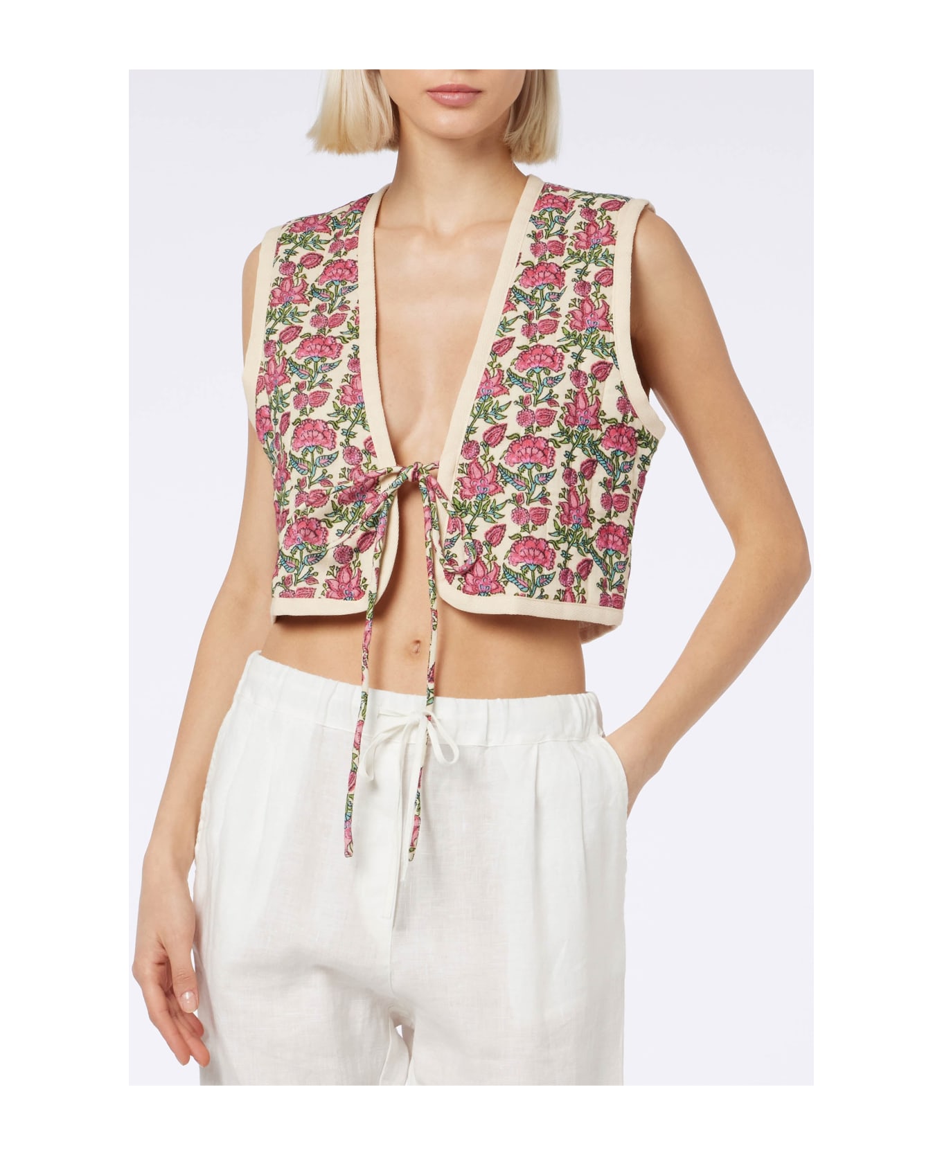 MC2 Saint Barth Woman Embroidered Padded Vest - WHITE