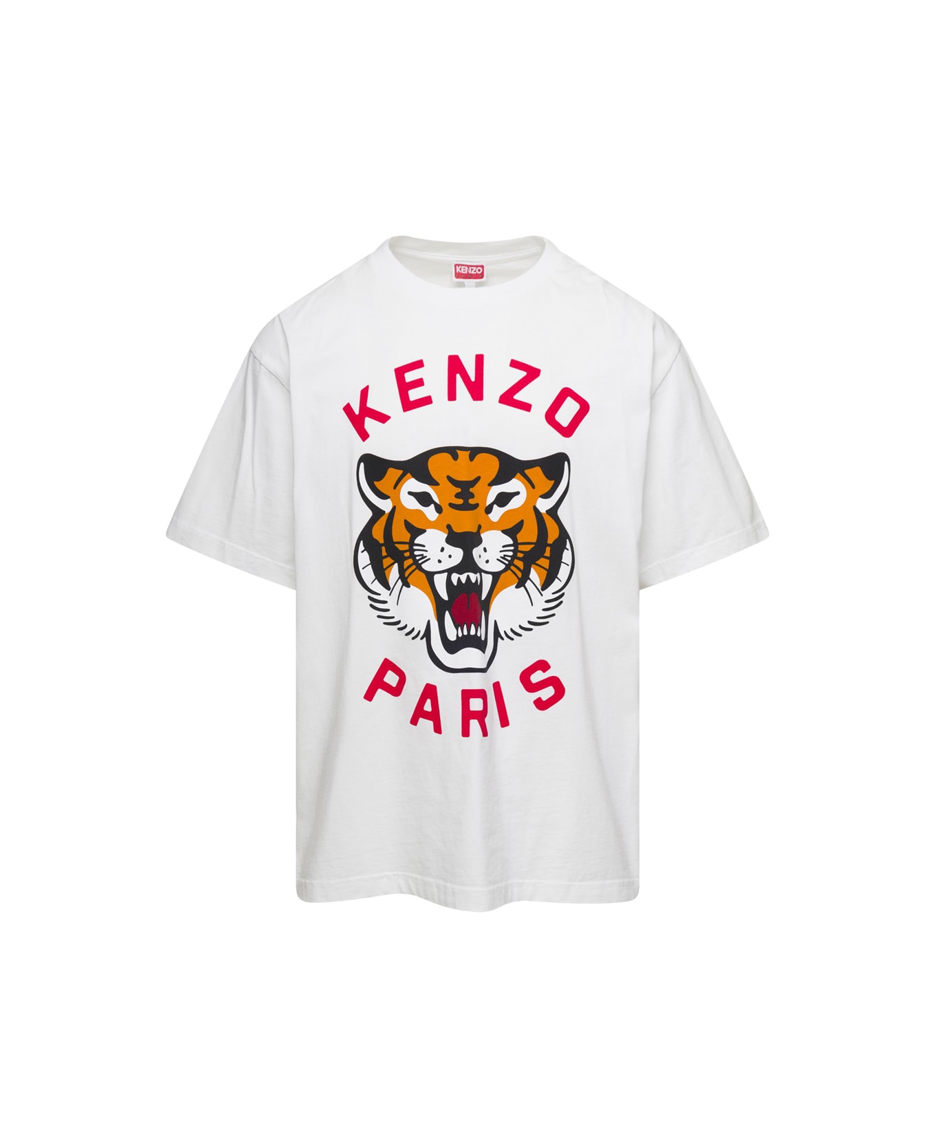 Kenzo White Oversize T-shirt With Printed Logo In Cotton Man - White