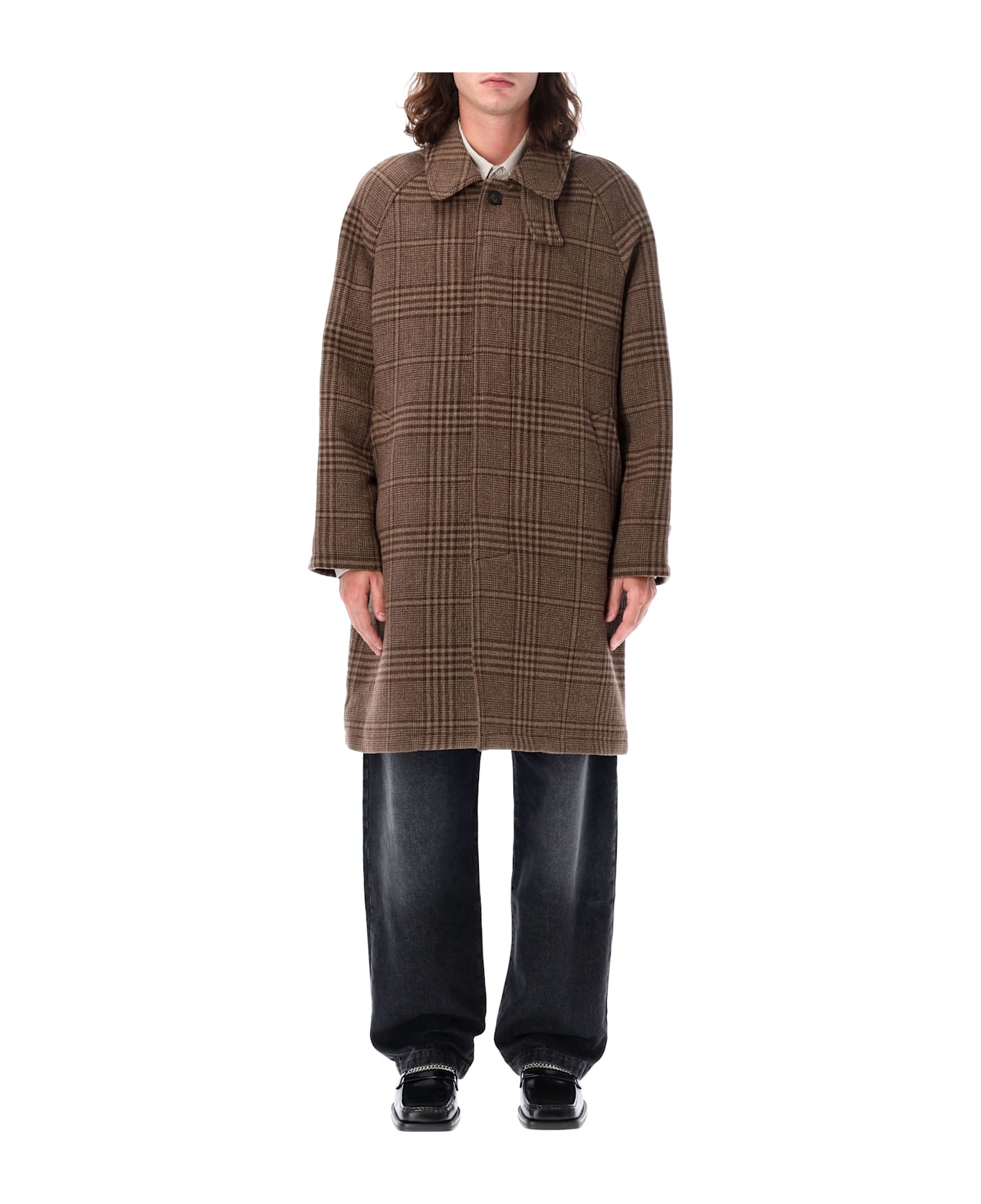 mfpen Accession Coat - BROWN CHECK RECYCLED WOOL