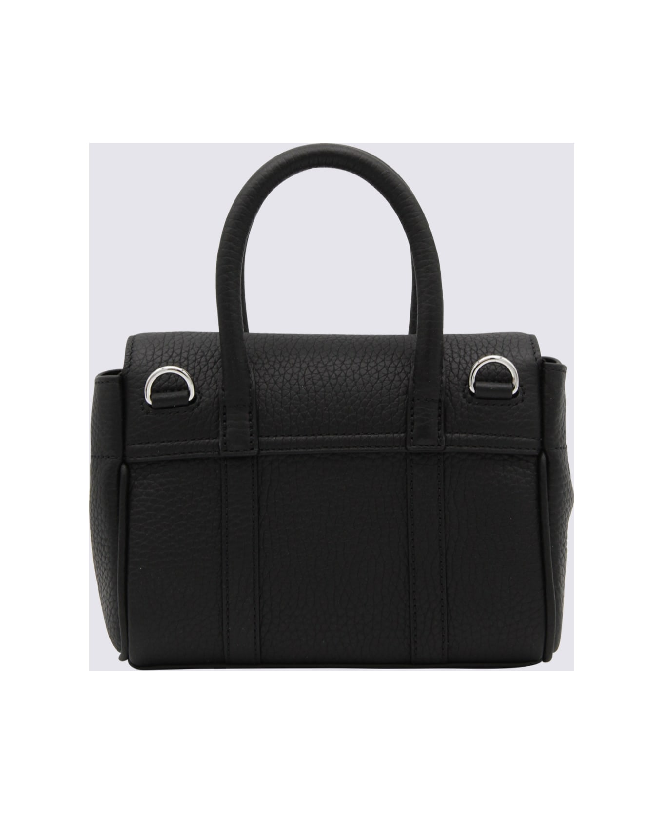 Mulberry Black Leather Mini Bayswater Heavy Top Handle Bag - Black トートバッグ