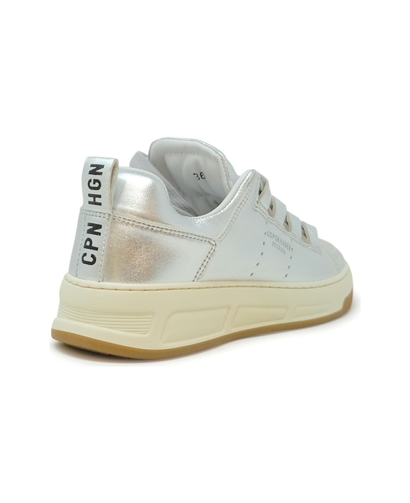 Copenhagen Silver Leather Sneakers - SILVER