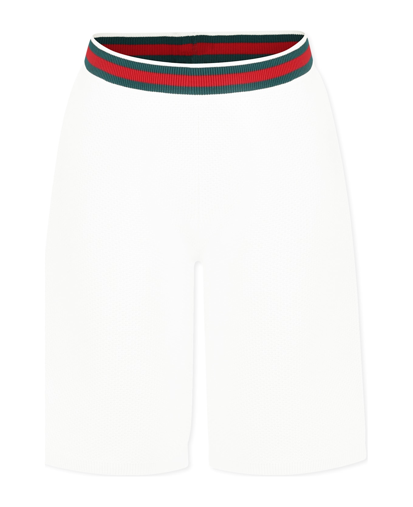 Gucci White Shorts For Kids With Web Detail - White