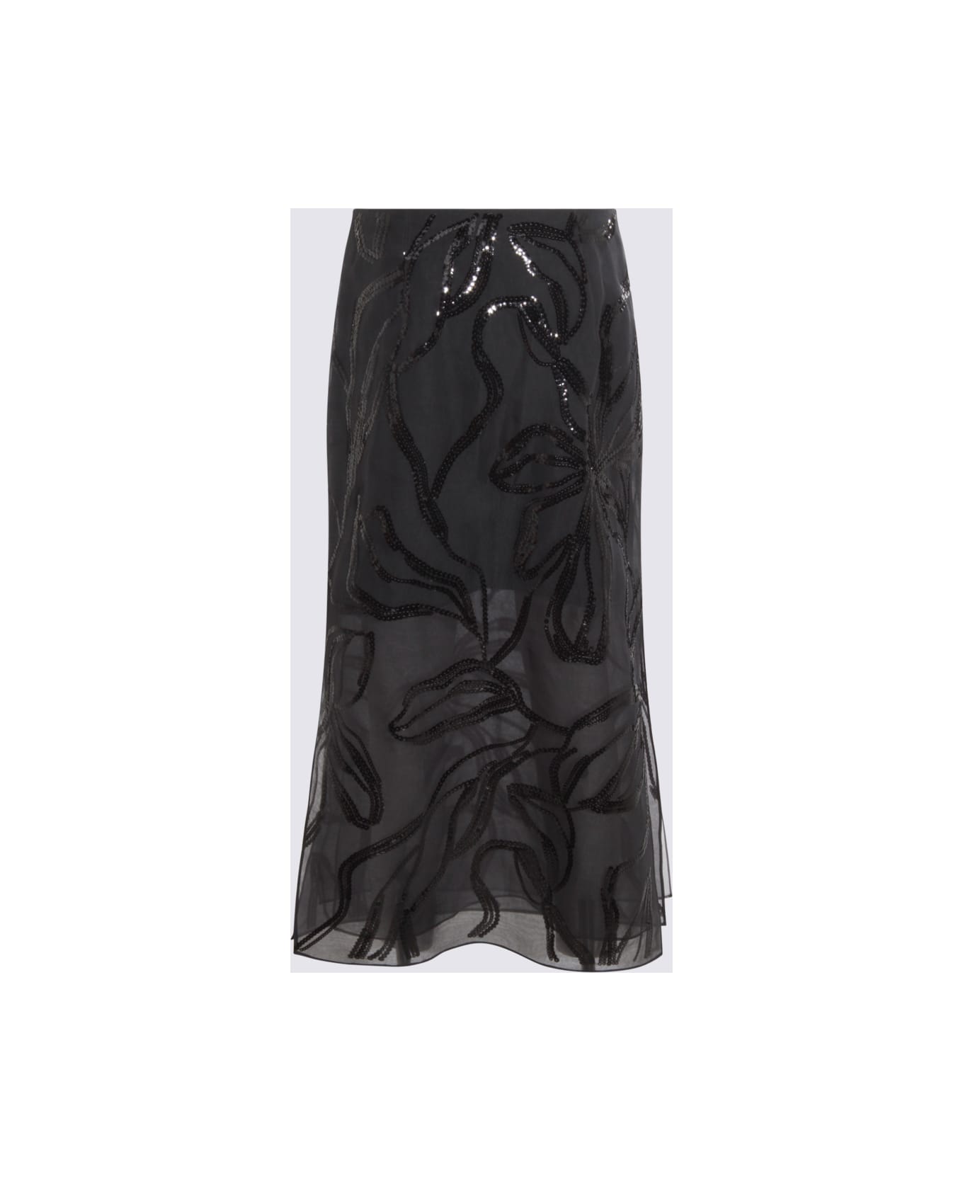Brunello Cucinelli Black Silk Skirt - LIGNITE