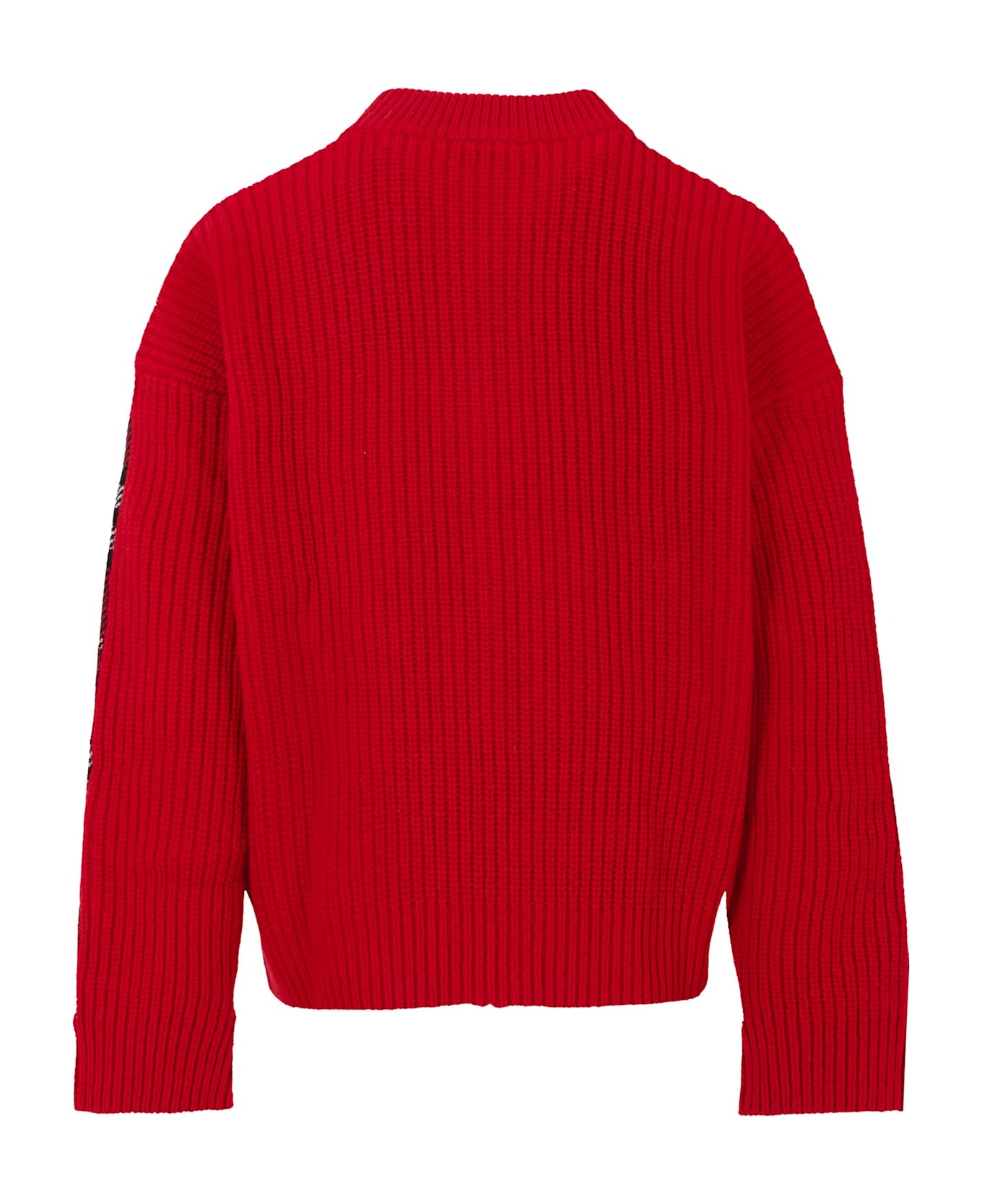Burberry Red Sweater For Kids With Tartan Pattern - Red