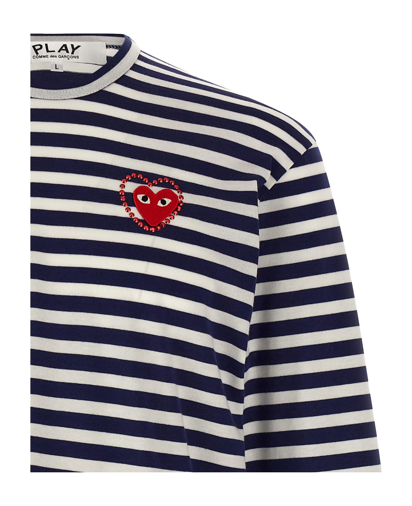 Comme des Garçons Play Logo Patch Stripes T-shirt - Blue