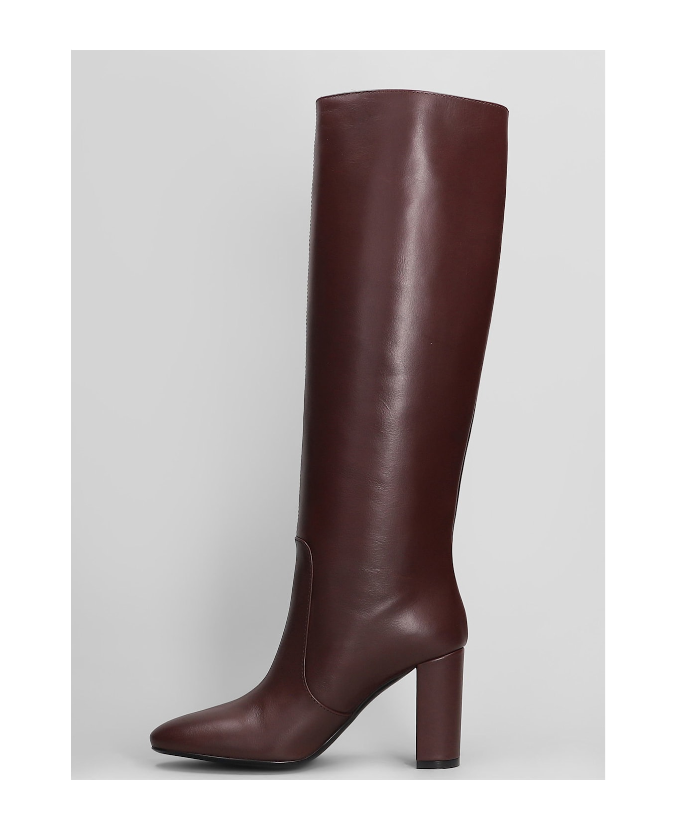 Via Roma 15 High Heels Boots In Bordeaux Leather - bordeaux