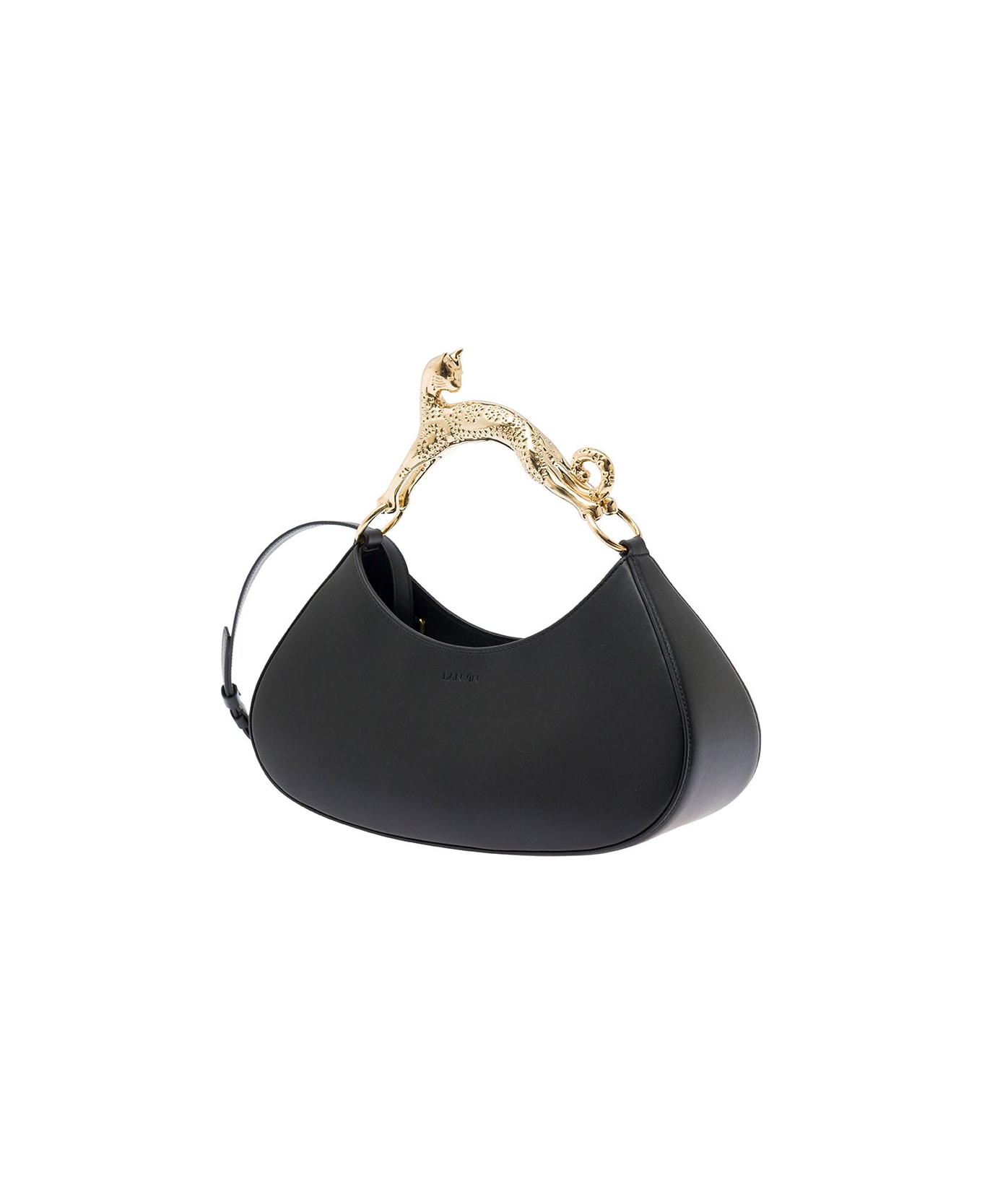 Lanvin 'hobo Large' Black Handbag With Cat Handle In Leather Woman - Black