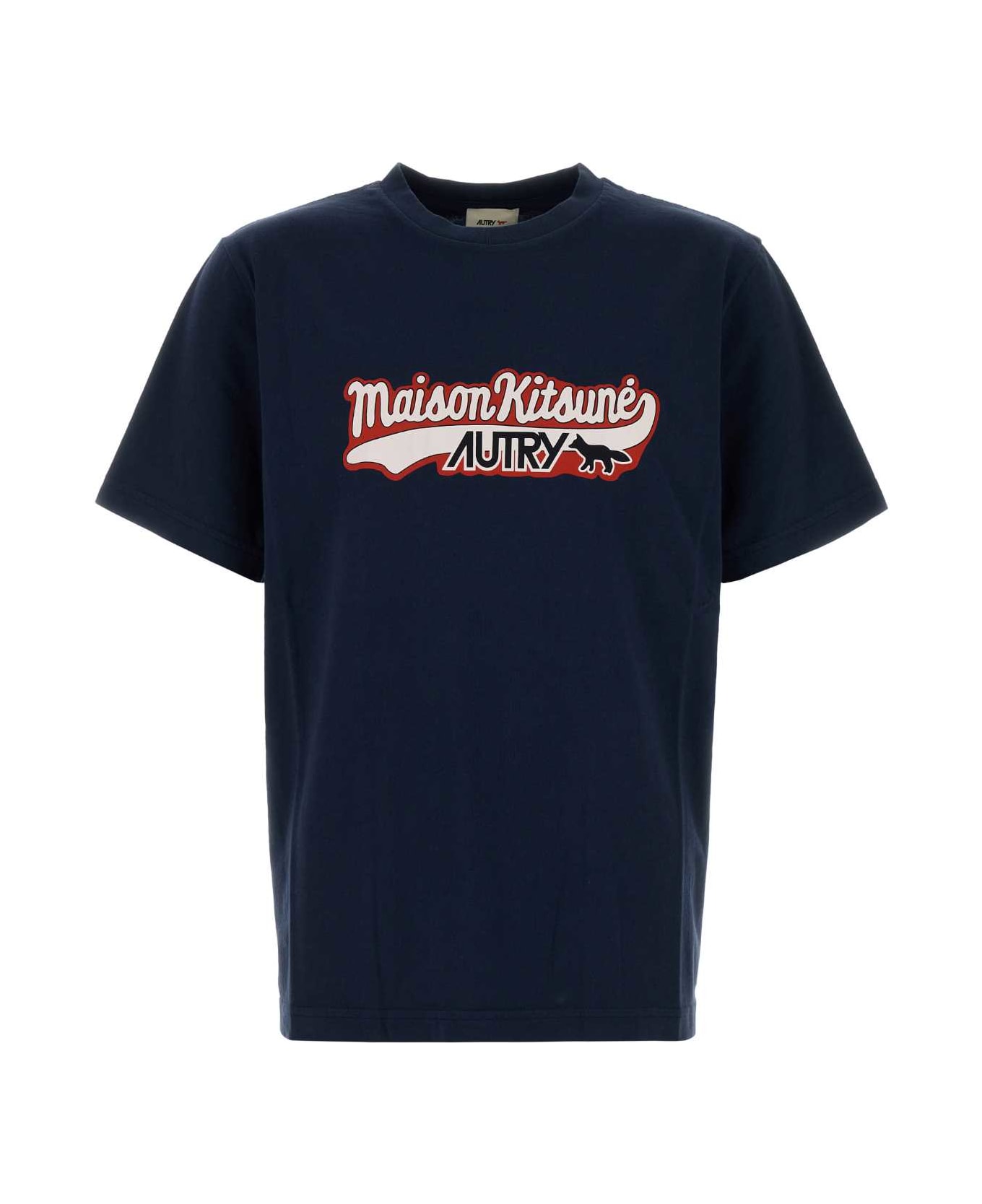 Autry Navy Blue Cotton Autry X Maison Kitsunã© T-shirt - MK2B