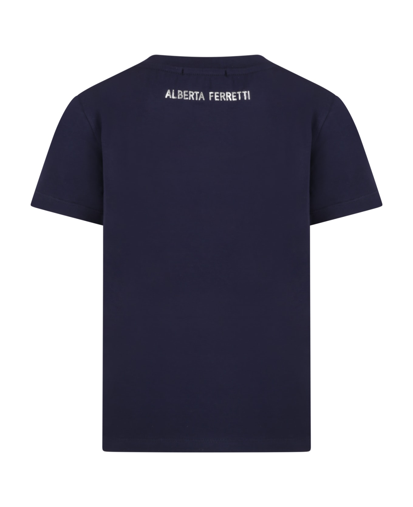 Alberta Ferretti Blue T-shirt For Girl With Silver Logo - Blue