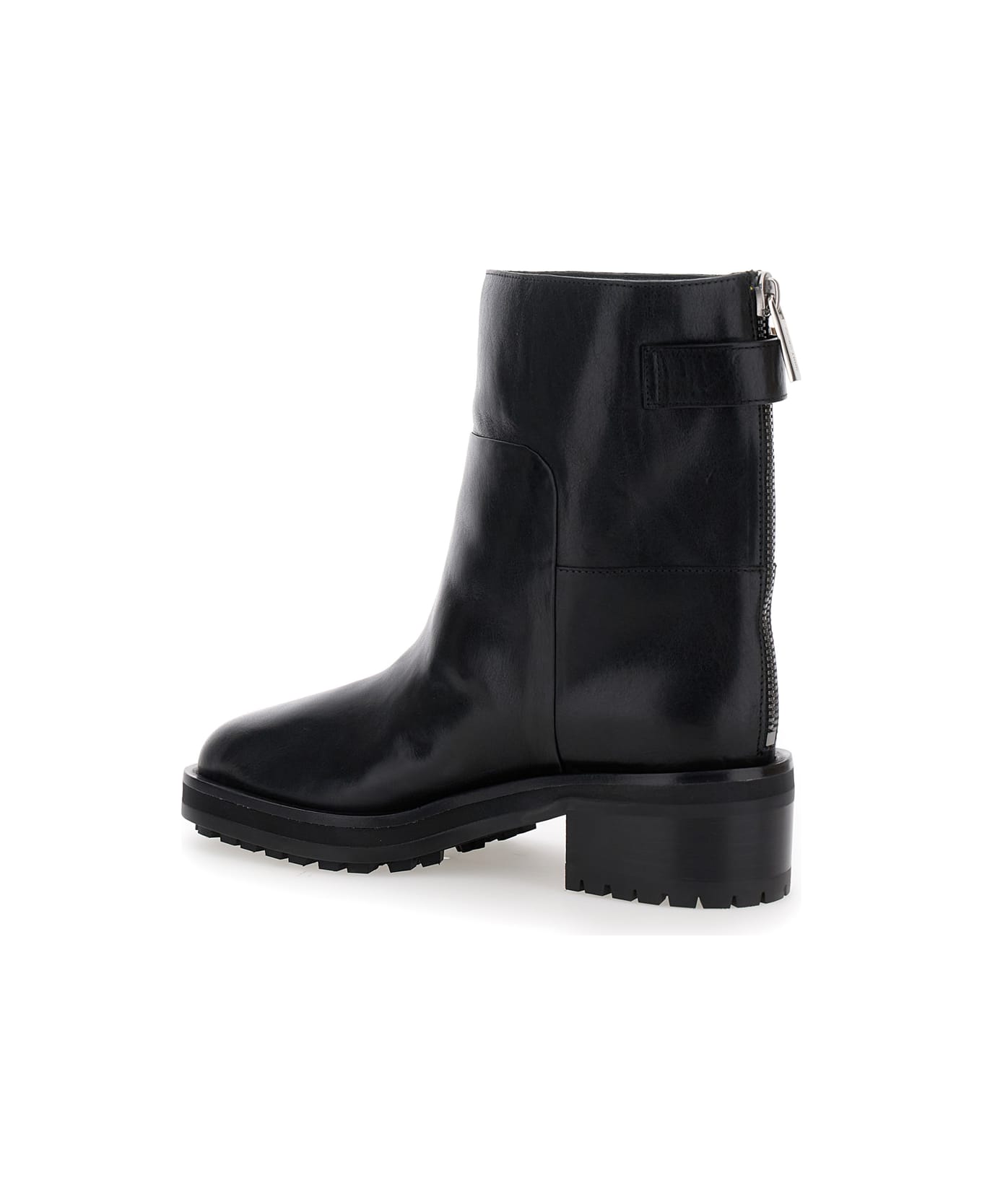 Jimmy Choo 'brooklyn' Black Ankle Boots With Buckle In Smooth Leather Woman - Black