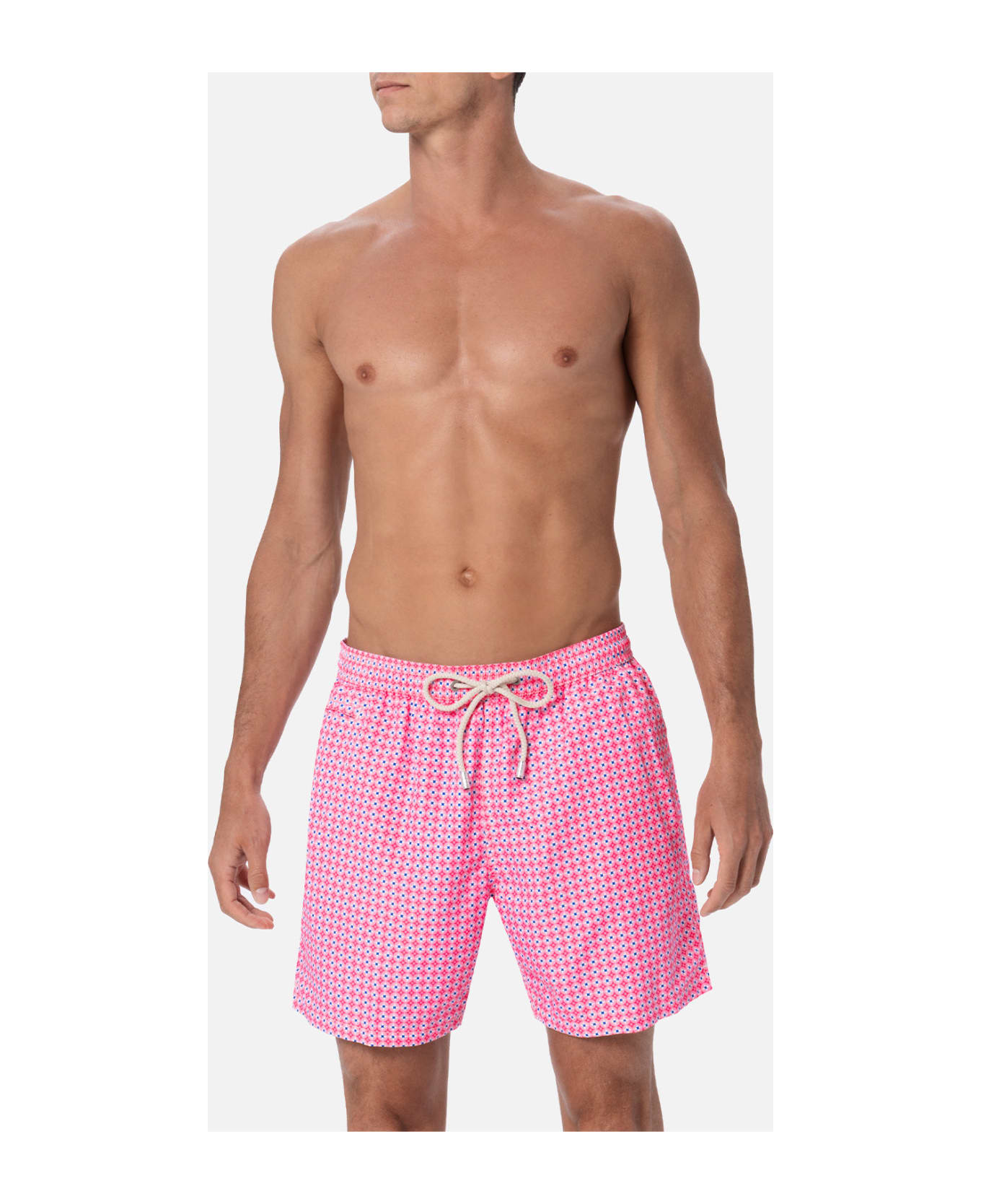 MC2 Saint Barth Man Lightweight Fabric Swim-shorts Lighting Micro Fantasy With Tie Print - PINK