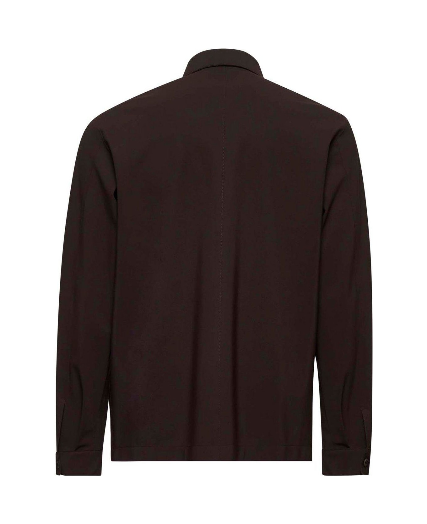 Herno Long Sleeved Buttoned Overshirt - Marrone scuro
