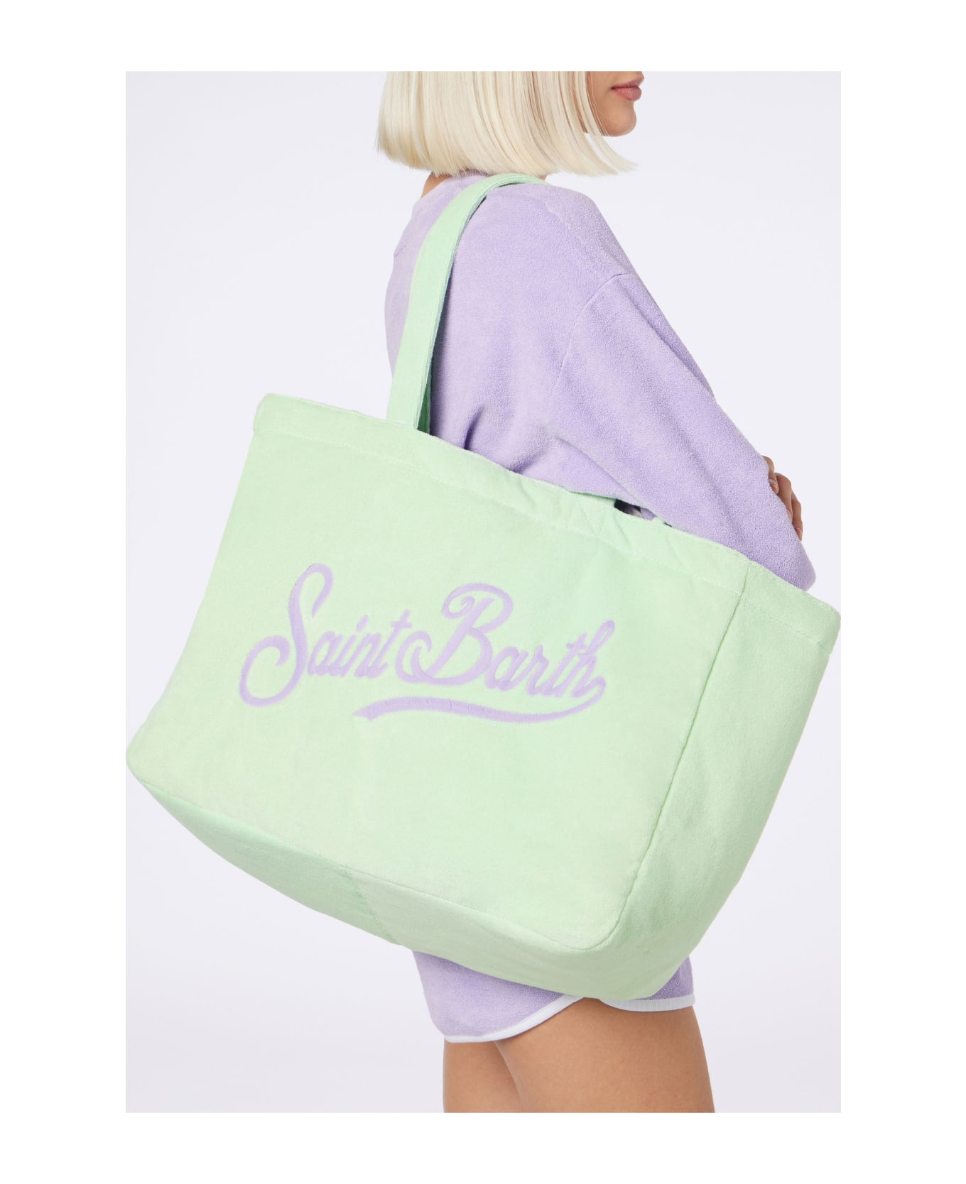 MC2 Saint Barth Terry And Cotton Beach Tote Double Bag - GREEN