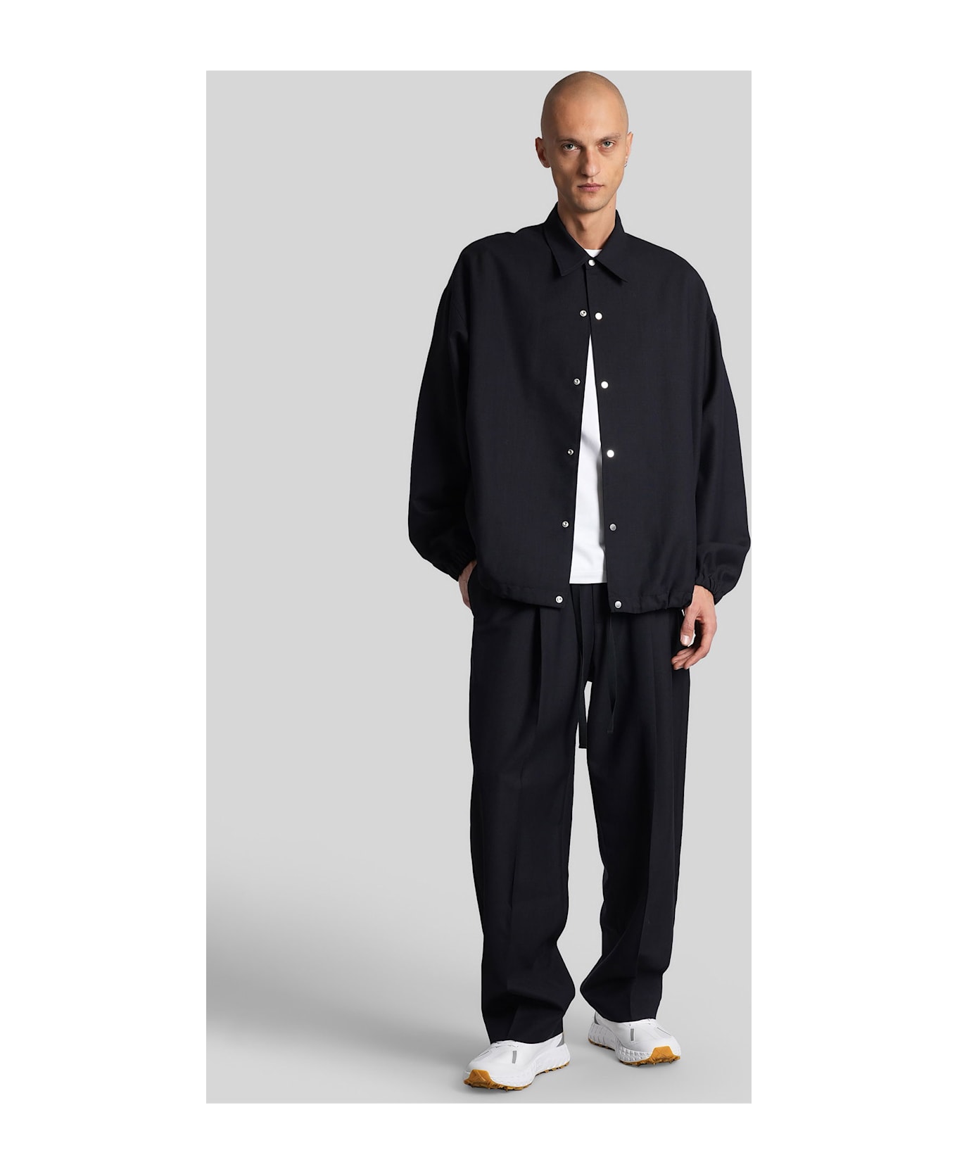 Studio Nicholson Sphere Snm-1149 Casual Jacket In Blue Wool - blue