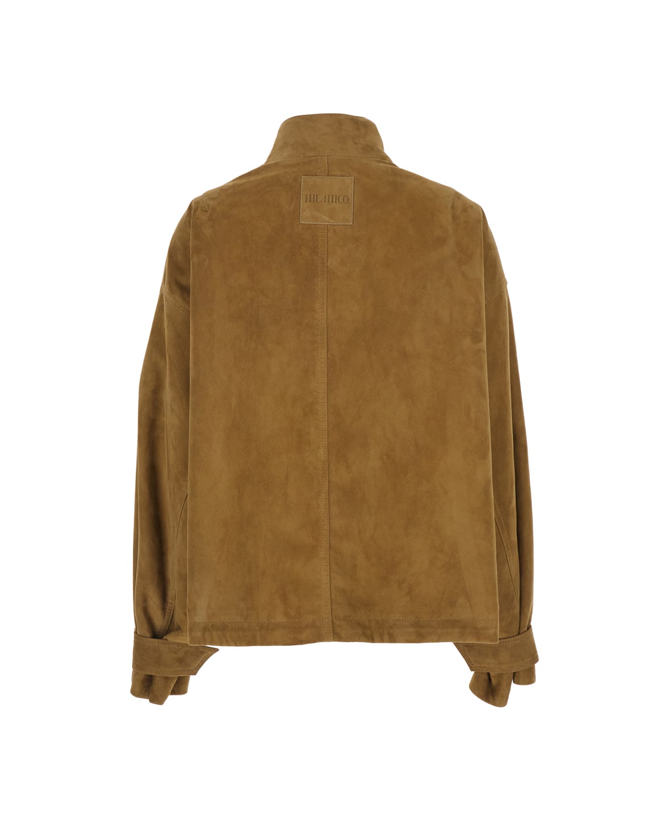 The Attico Beige Jacket With High Neck And Logo Patch On The Rear In Suede Woman - Beige