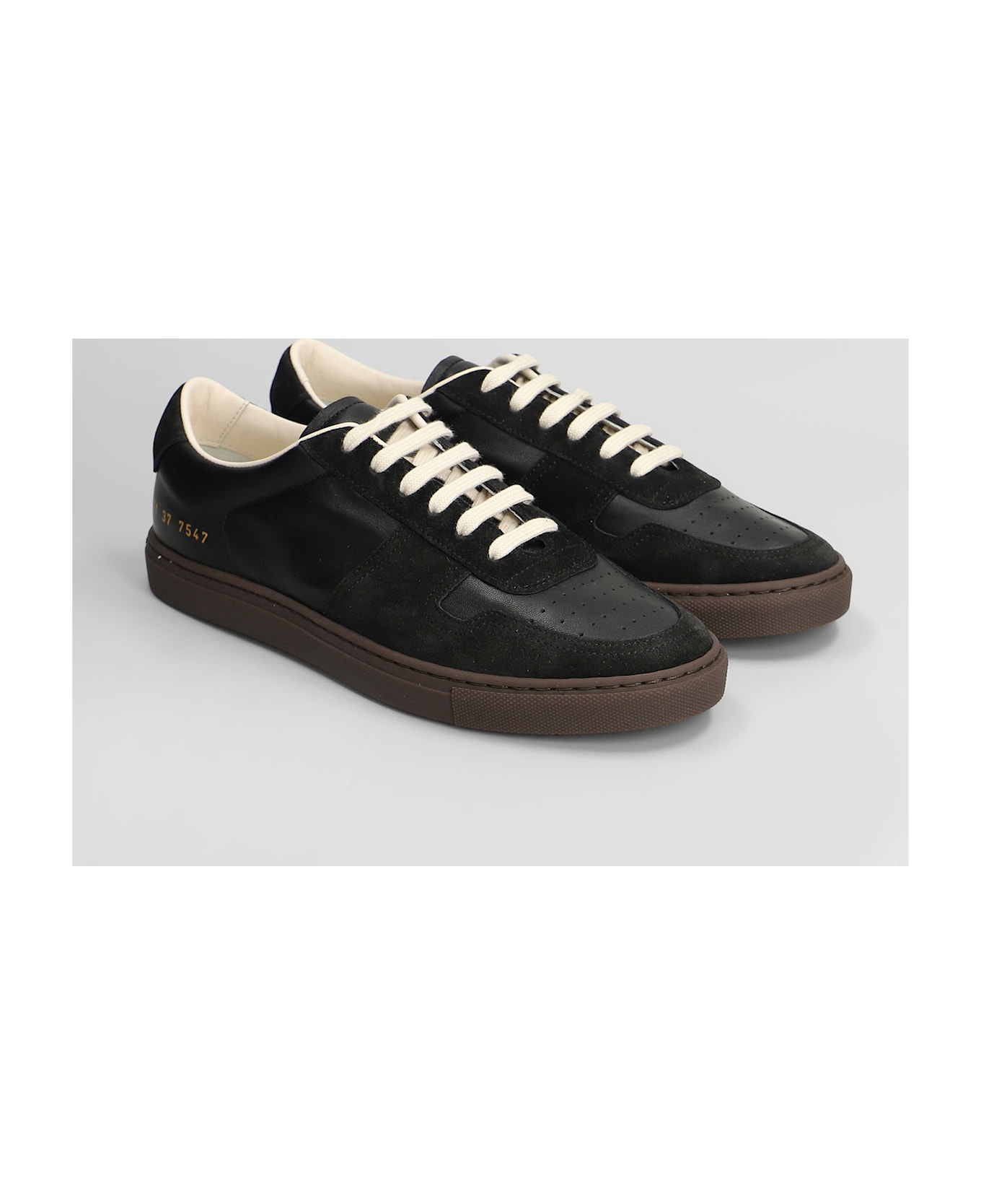Common Projects Bball Slim Sneakers In Black Suede And Leather - black