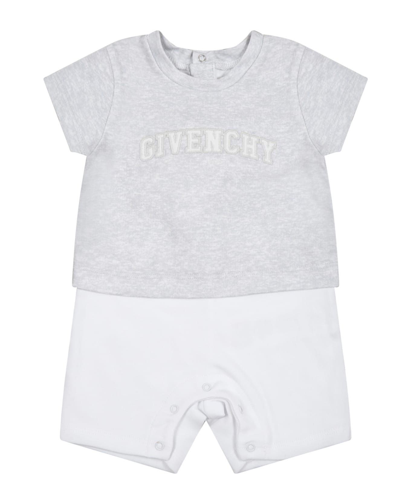 Givenchy Multicolor Romper For Babies With Logo - Grey ボディスーツ＆セットアップ