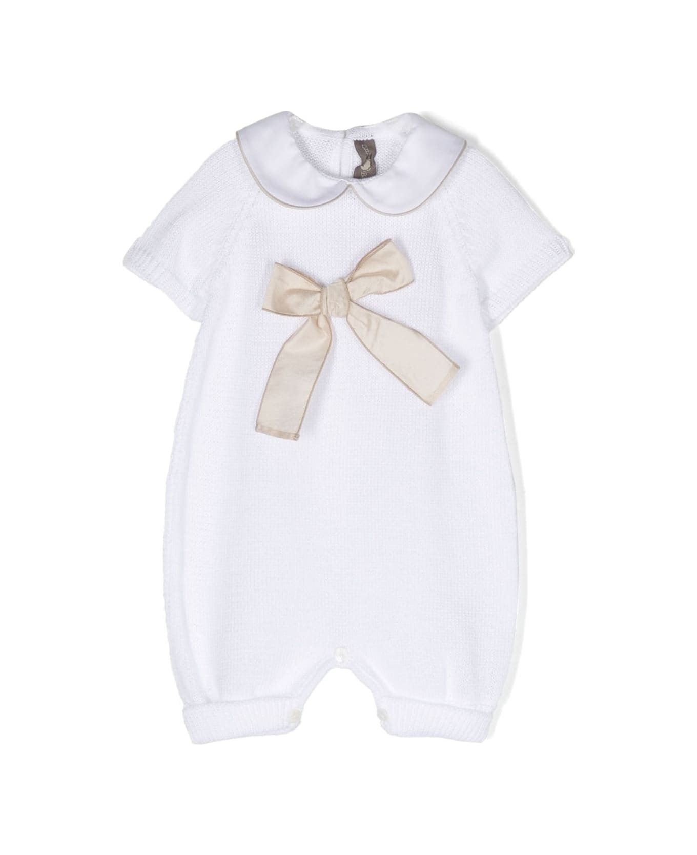 Little Bear Jumpsuit With Bow - White