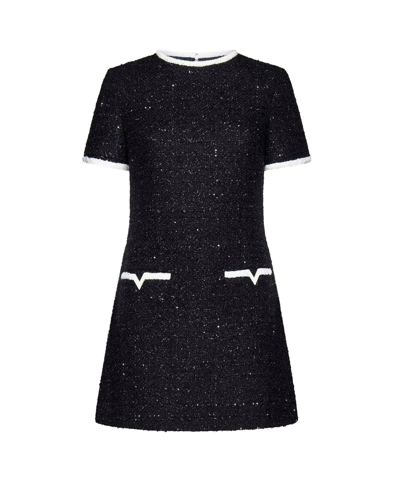 Valentino Crewneck Short-sleeved Mini Dress - Black