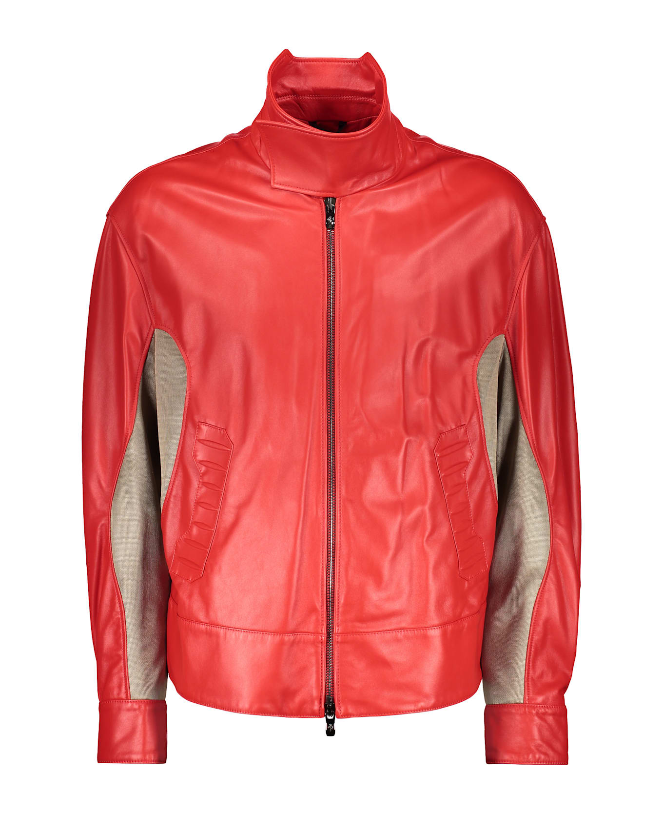Ferrari Lambskin Bomber Jacket - red