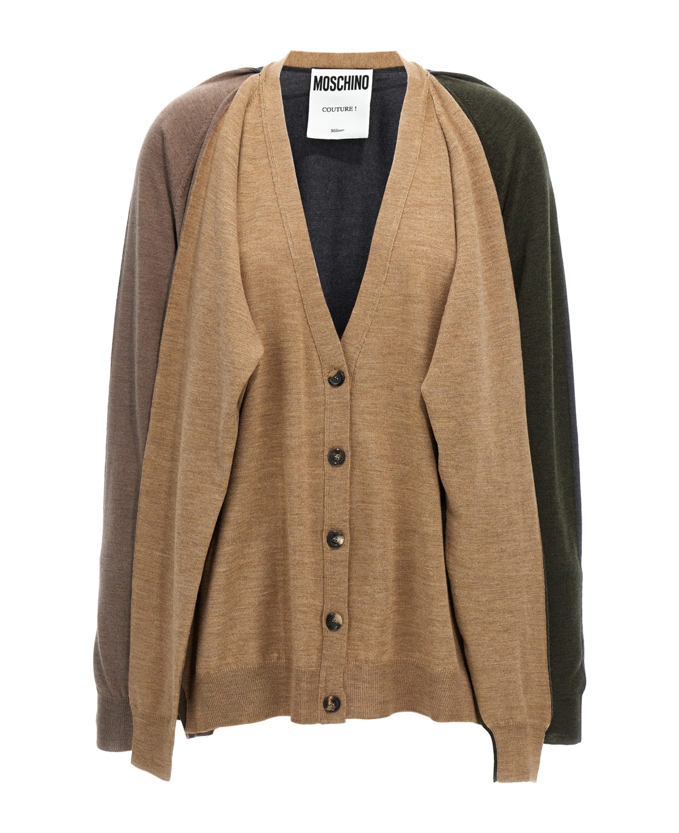 Moschino 4-sleeve Cardigan - NEUTRALS/GREY