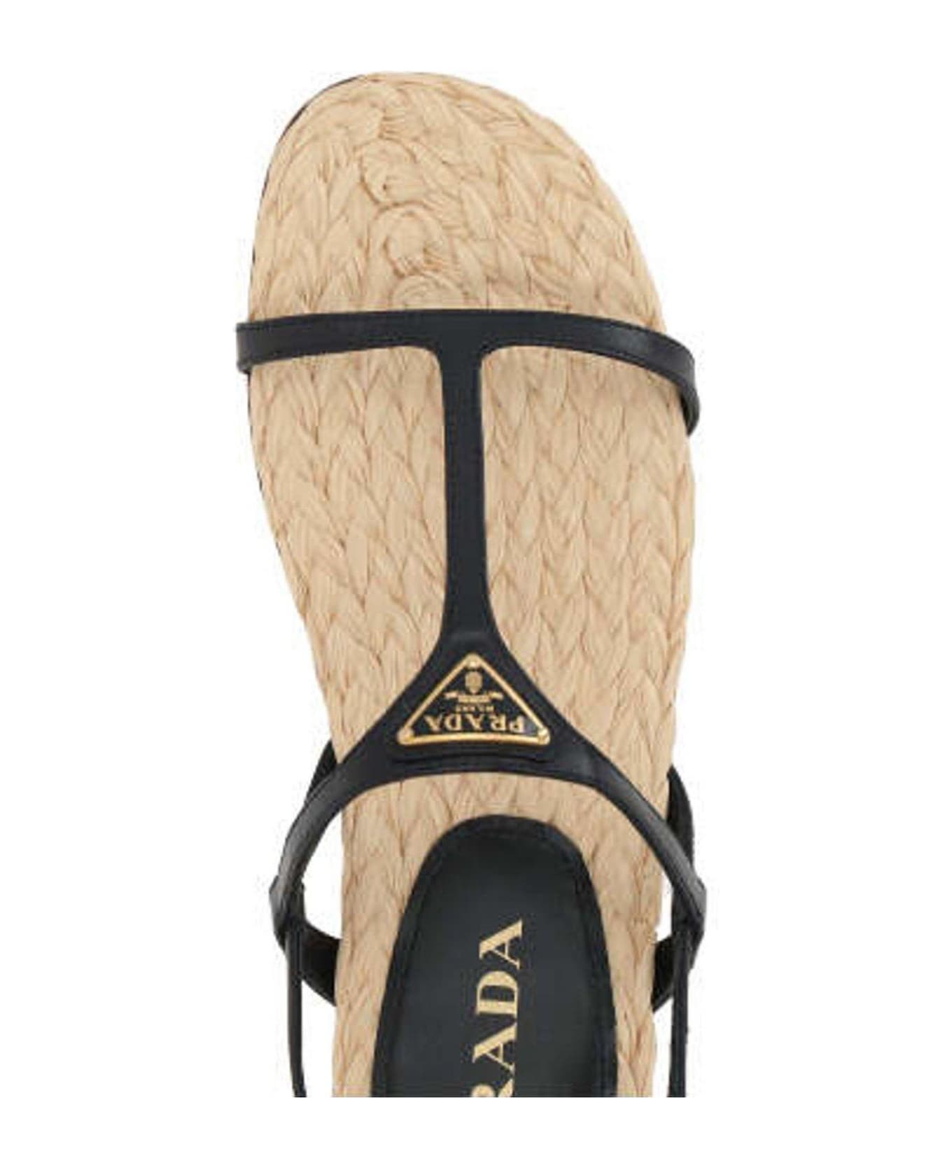 Prada Strapped Flat Sandals - NERO