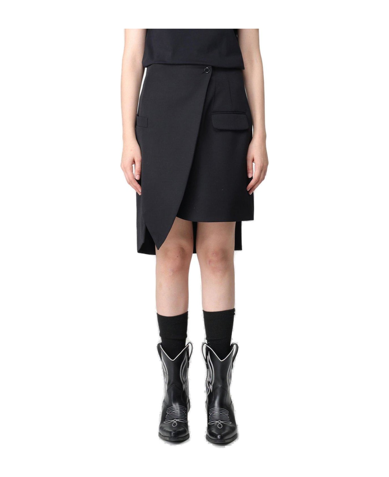Moschino Asymmetric Wrap Designed Mini Skirt Moschino - BLACK