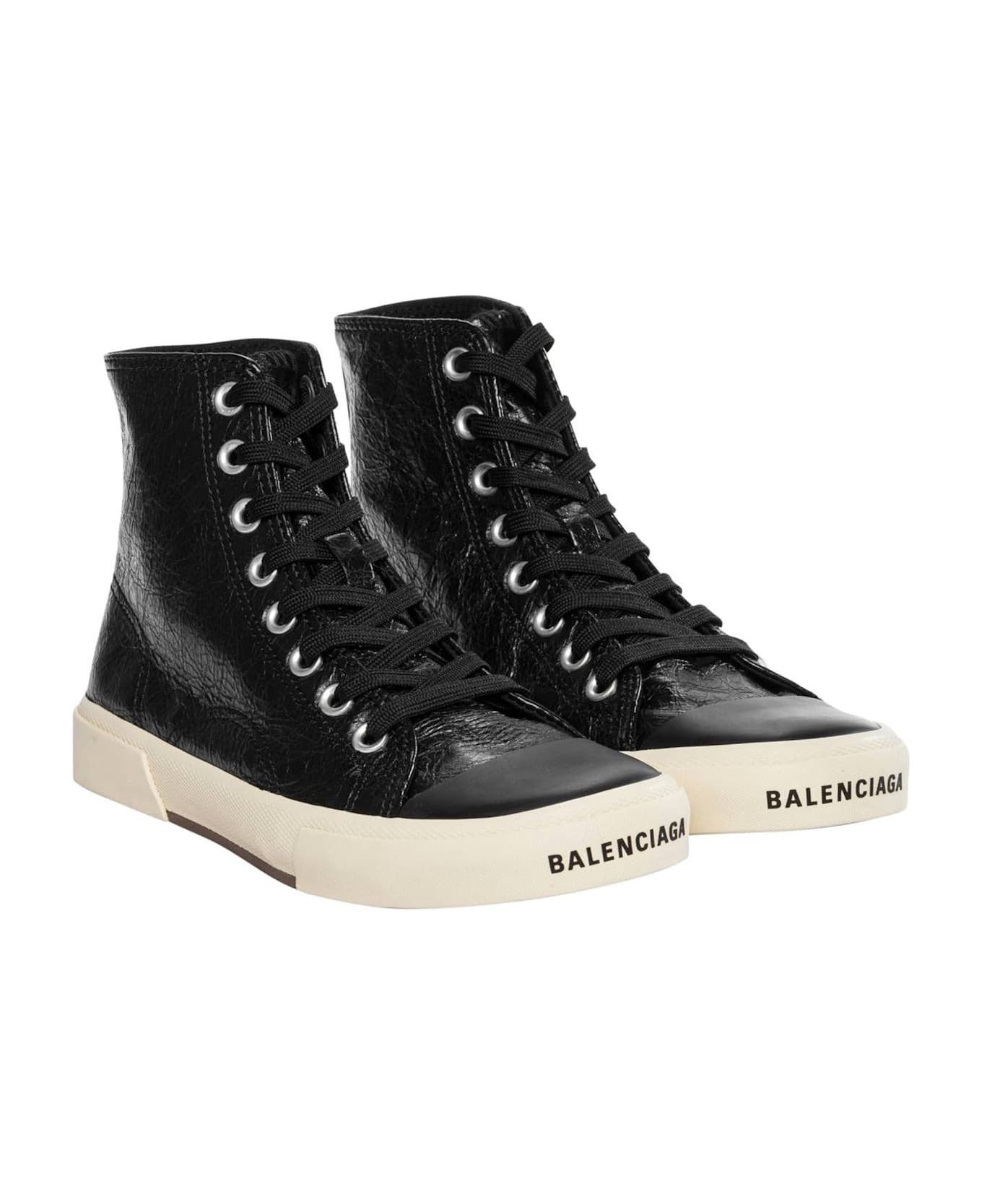 Balenciaga Paris Leather Sneakers - Black