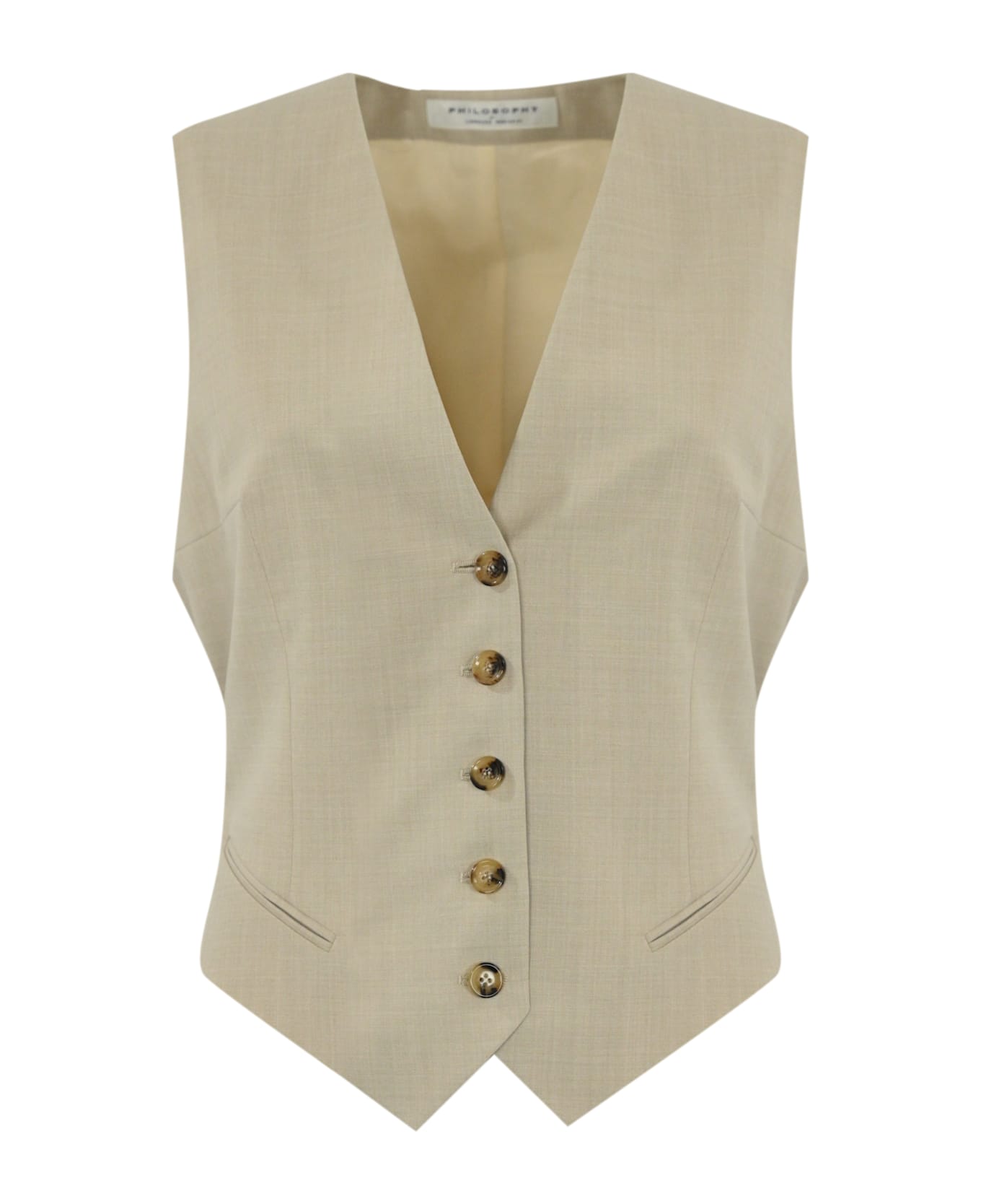 Philosophy di Lorenzo Serafini Vest In Cool Wool Blend - Beige