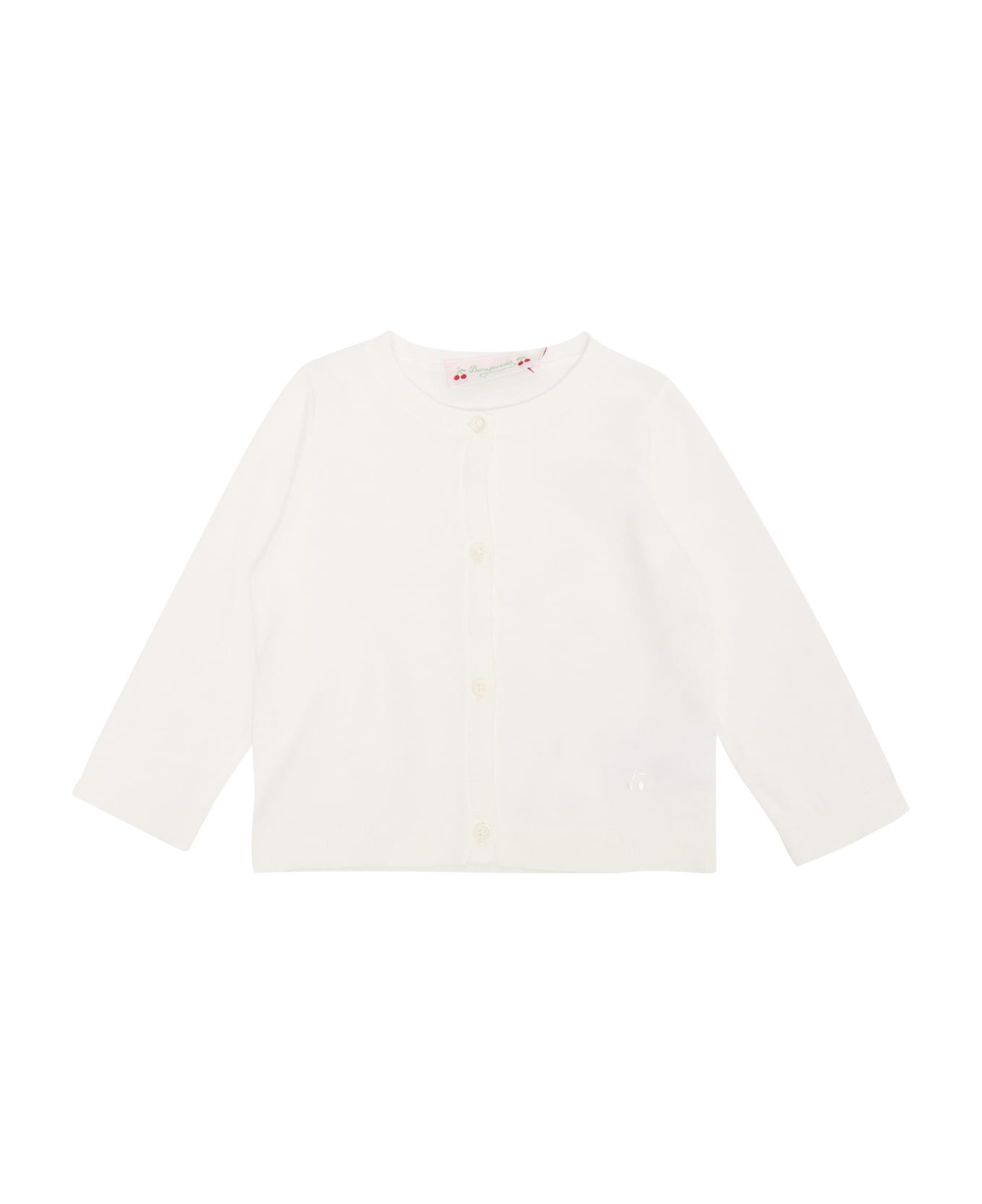 Bonpoint Cotton Cardigan For Girls - WHITE ニットウェア＆スウェットシャツ