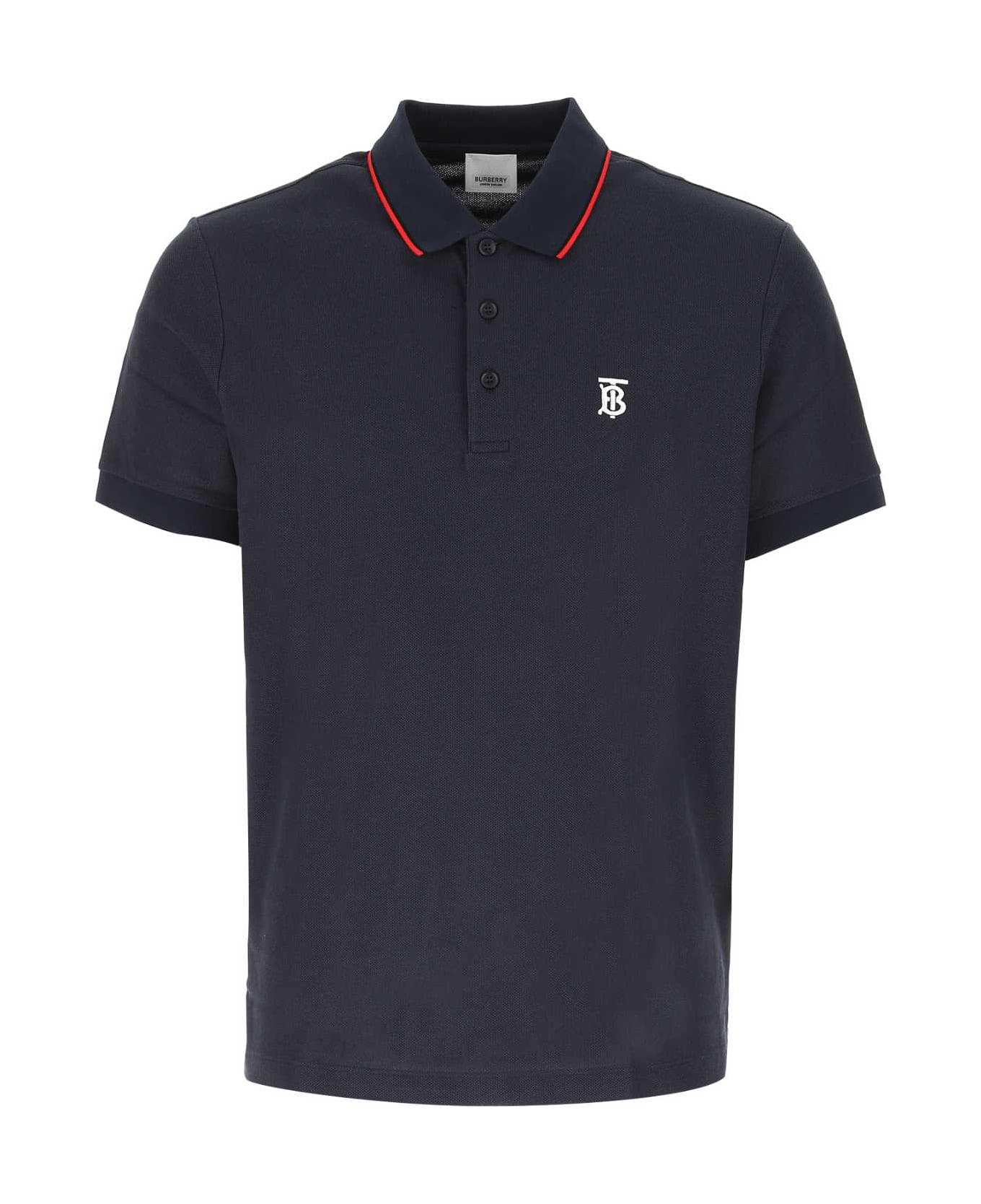 Burberry Polo In Piquet Blu Navy - A1222 ポロシャツ