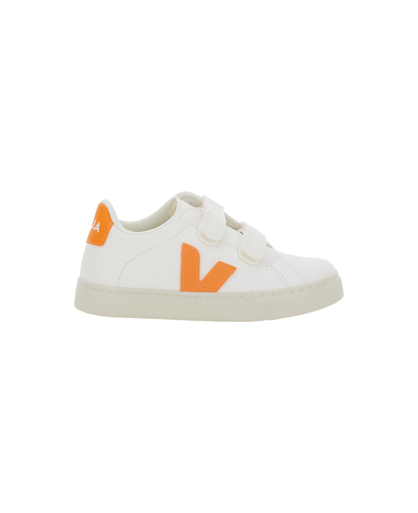 Veja 'epslar' White Sneaker With Hook-and-loop Closure And Logo On The Side In Leather Boy - White