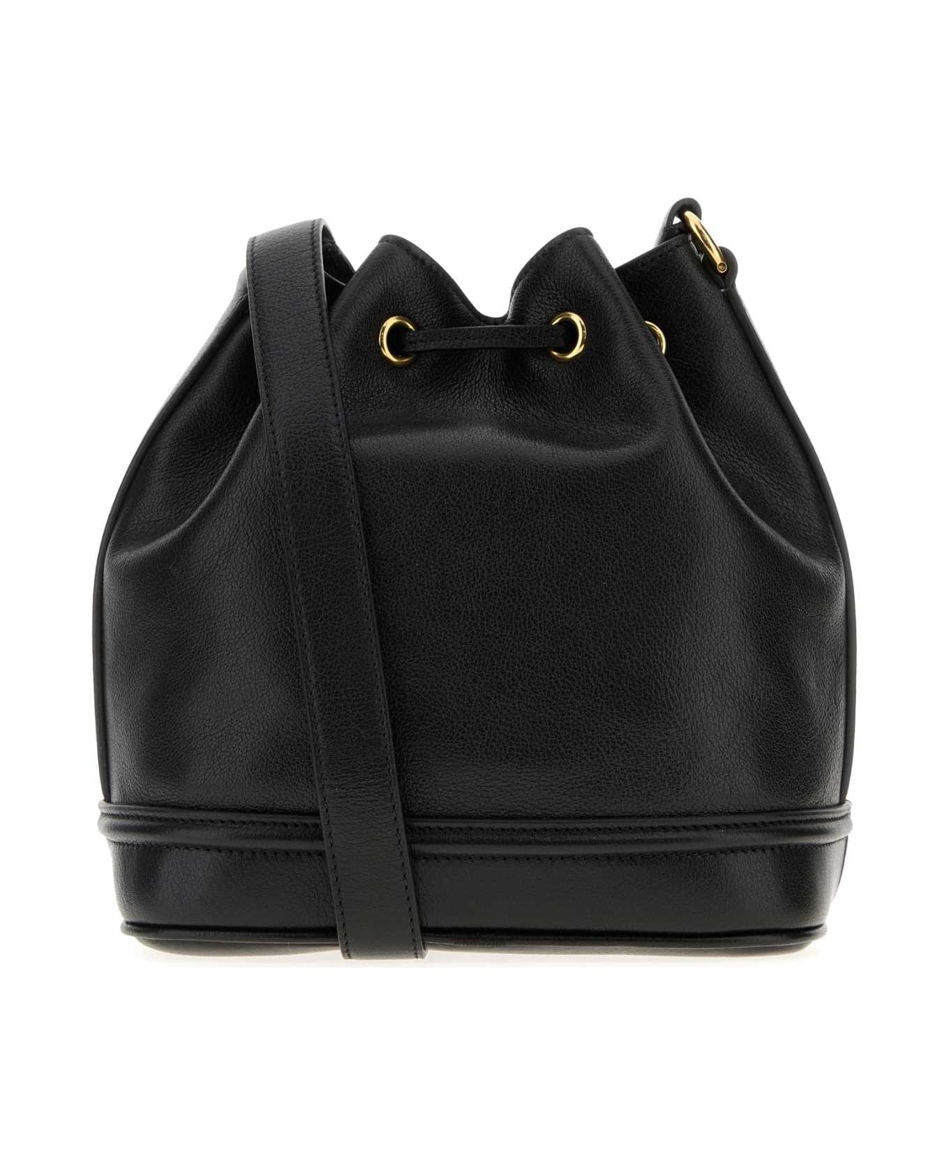 Chloé Black Leather Bucket Bag - BLACK