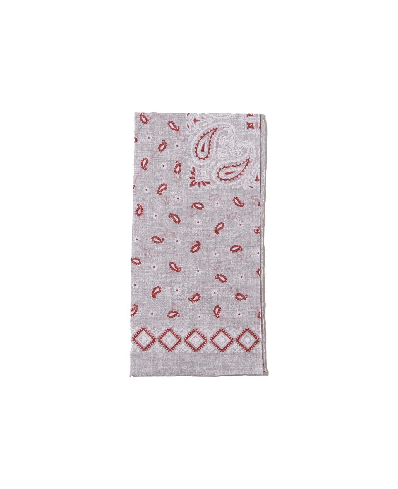 Eleventy Cotton Scarf In Paisley Print - Grey, red