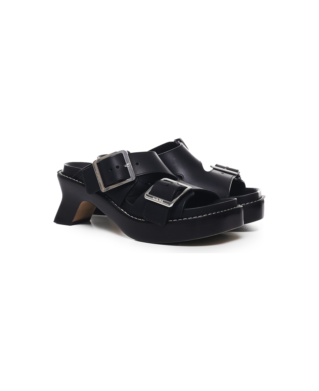 Loewe Ease Sandals In Calfskin - Black