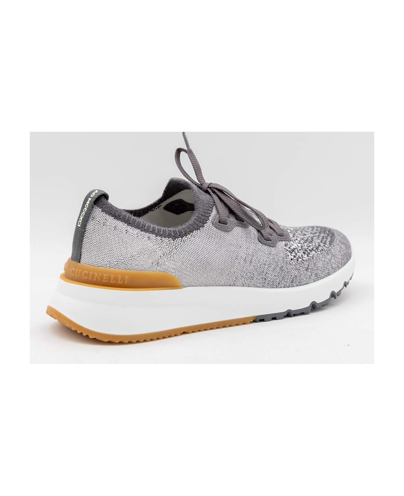 Brunello Cucinelli Grey And White Canvas Sneakers