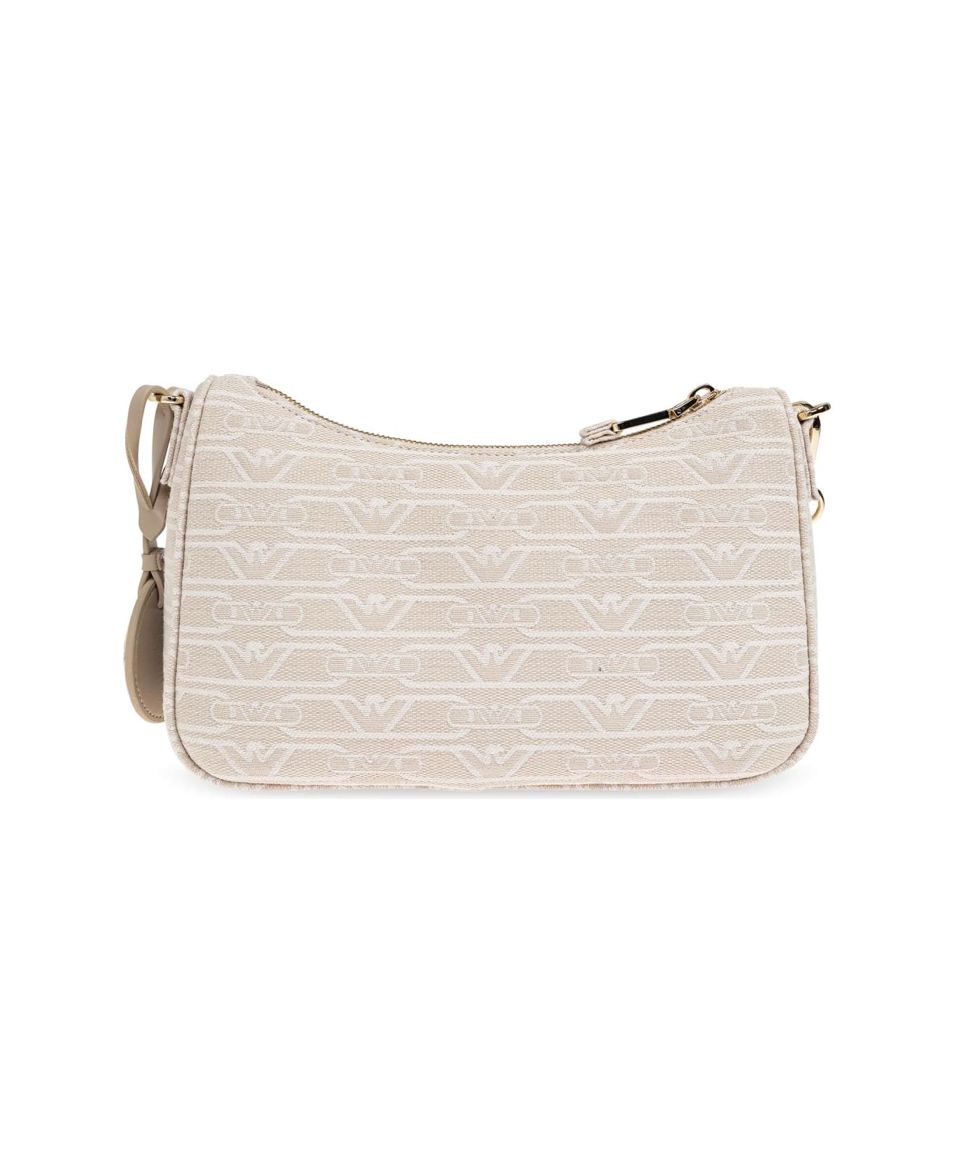 Emporio Armani Shoulder Bag With Embroidered Logo - Natural