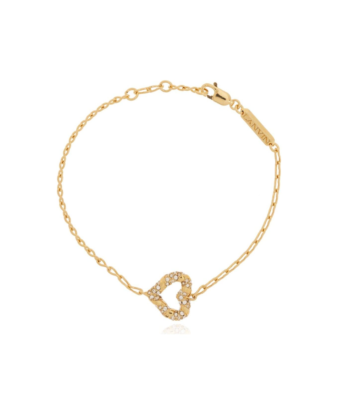 Lanvin Heart Shape Pendant Bracelet - Gold Crystal